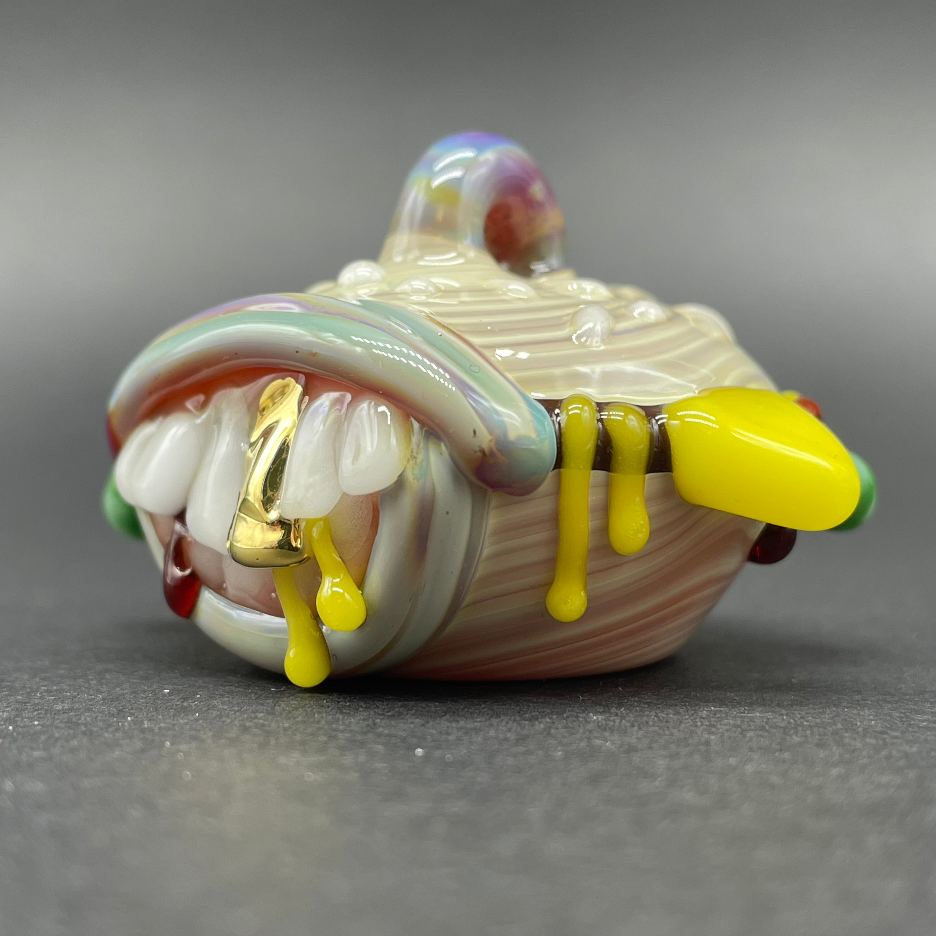Handmade Glass Cheeseburger Pendant Necklace - Unique Food Jewelry for Burgers Lovers - Perfect Gift for Fast Food Enthusiasts & Fun Fashion Accessory
