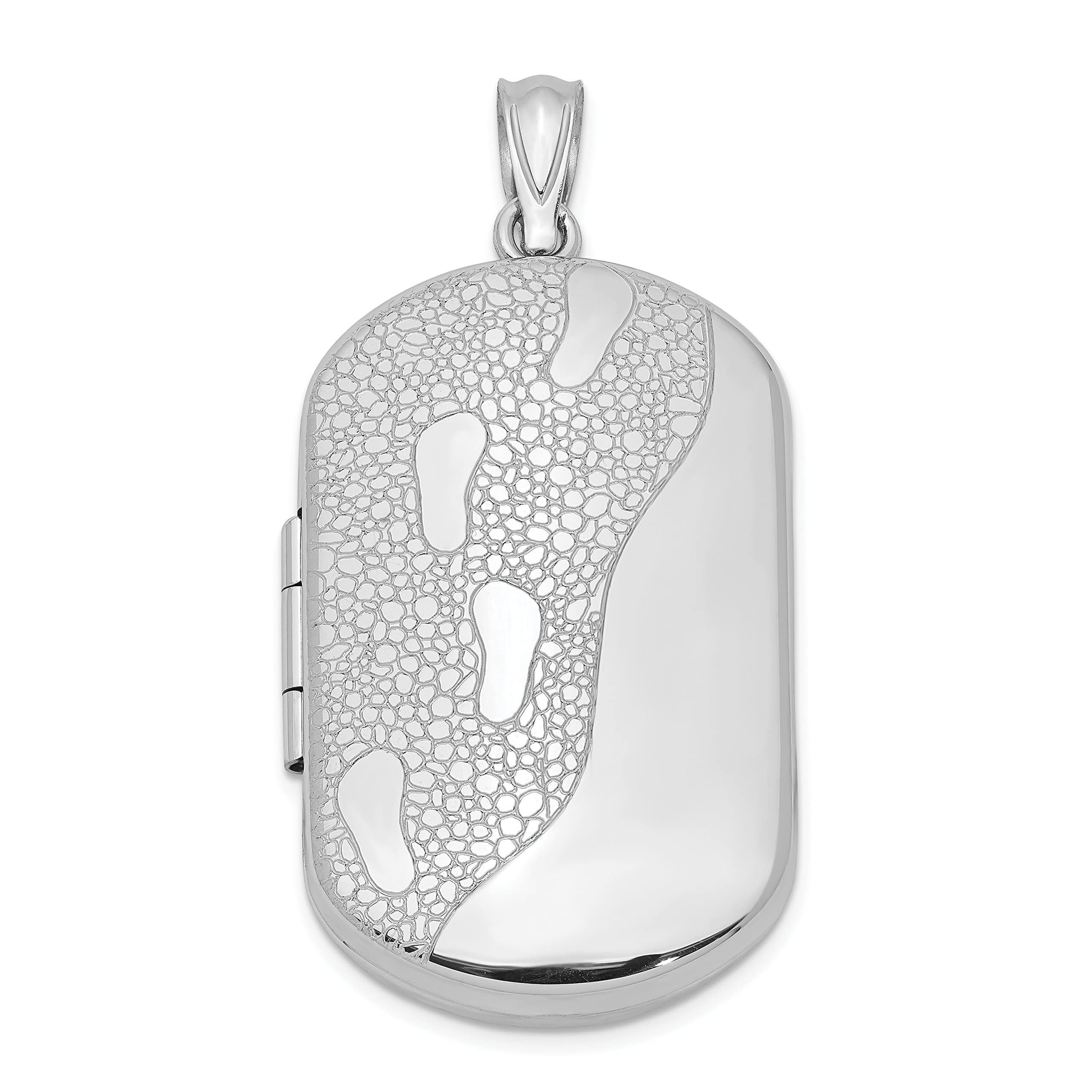 FindingKing Sterling Silver Footprints Rectangular Jewelry Pendant Charm Locket for Necklace - Perfect Gift for Baby Shower, Christening, Baptism & Newborn Keepsake