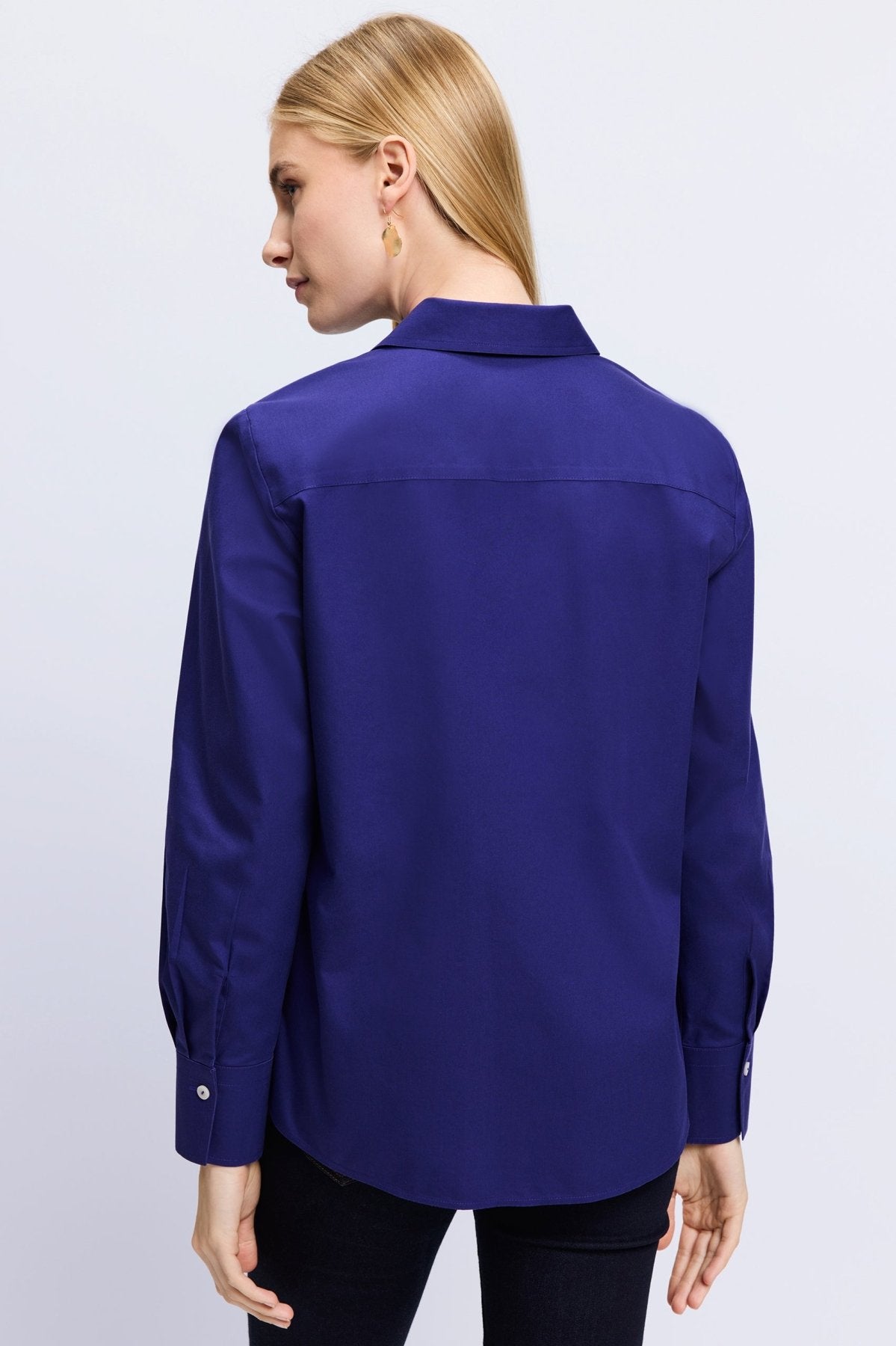 Mary No Iron Pinpoint Long Sleeve Shirt for Women - Wrinkle-Free Office Blouse - Perfect for Business Casual & Professional Workwear