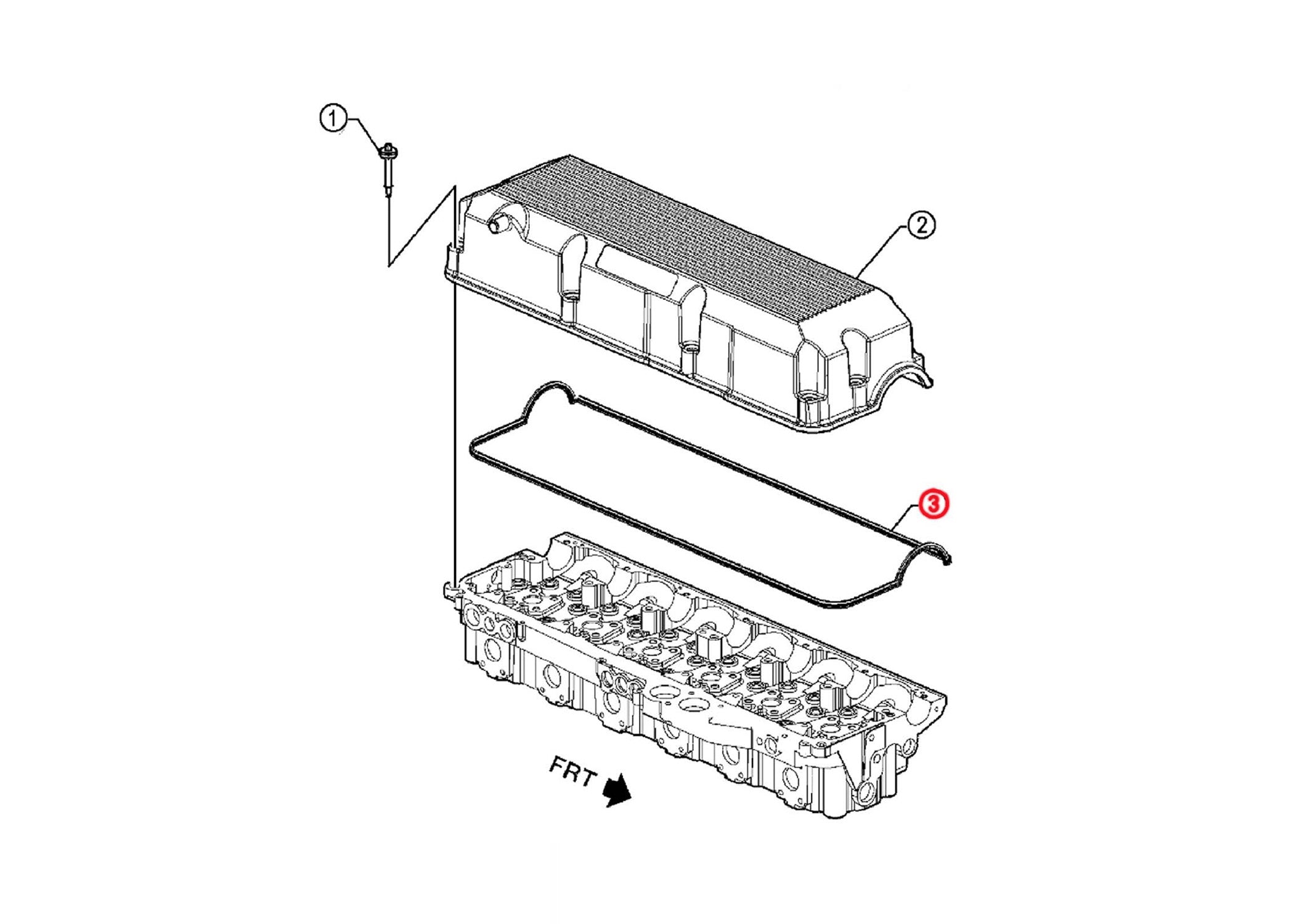 Detroit Diesel Series 60 12.7L & 14L Engine Black Rocker Cover Gasket (Part #23522269) - Replacement Seal for Valve Covers, Heavy Duty Truck & Industrial Equipment Maintenance