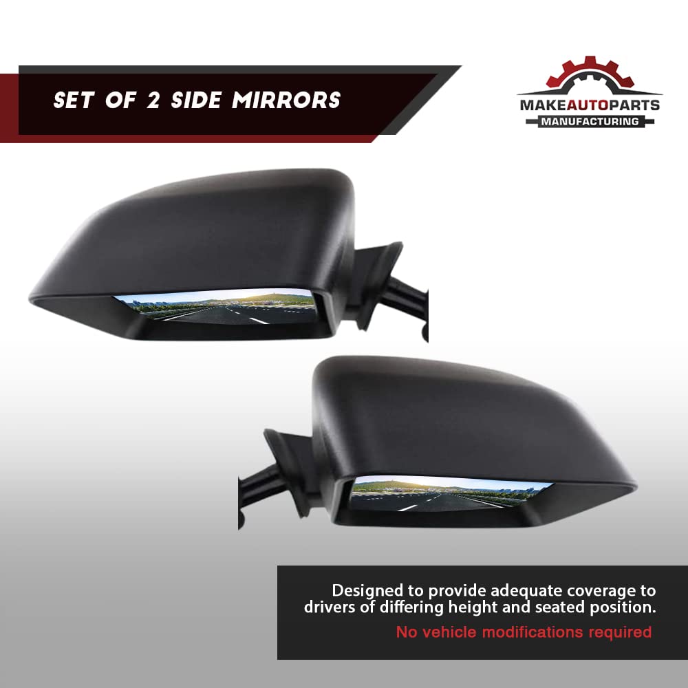 2007-2015 Jeep Wrangler Manual Folding Textured Black Side Mirrors Set (Driver & Passenger) - CH1321271 CH1320271 | Durable Off-Road Replacement for Enhanced Visibility