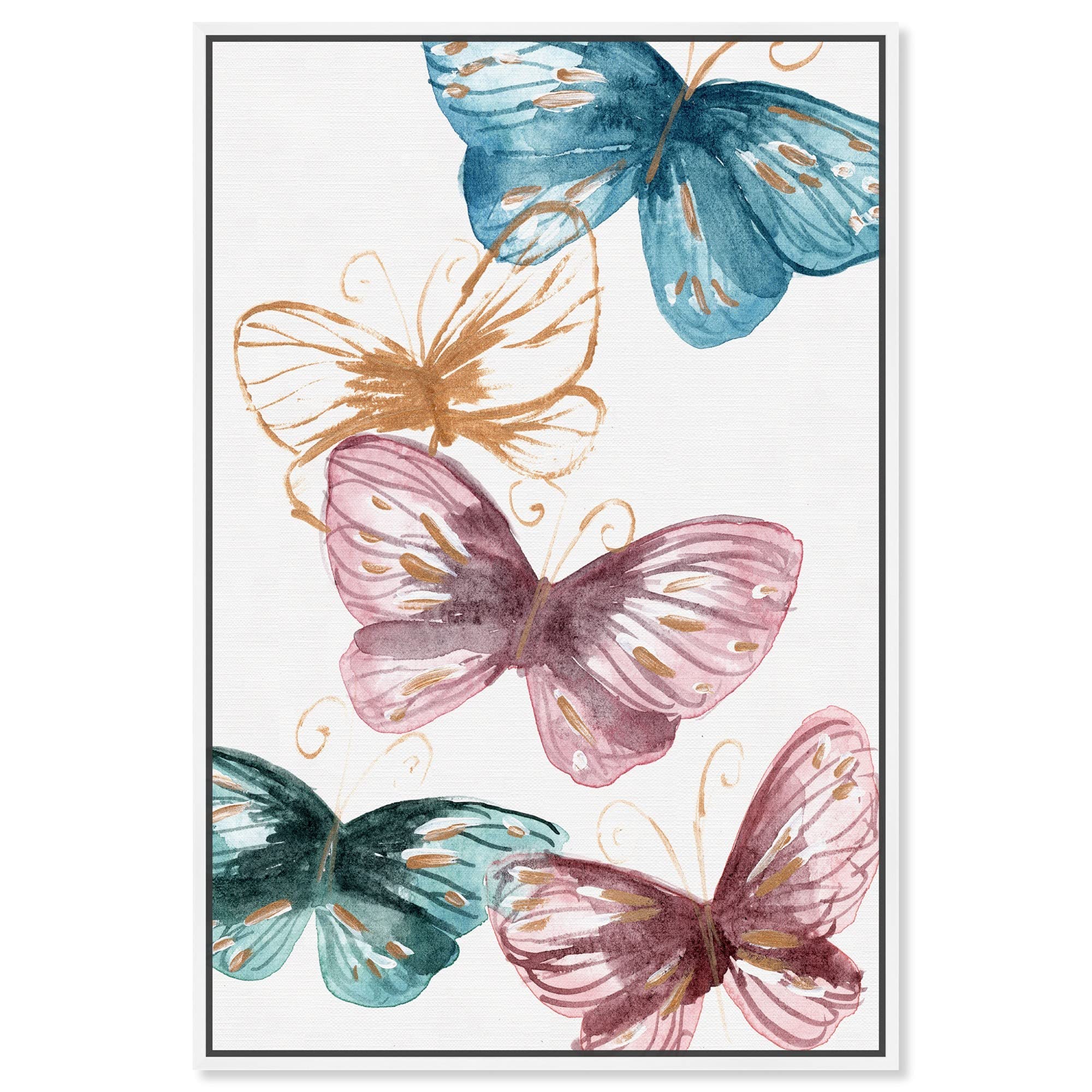 Oliver Gal Artist Co. Butterflies Wall Art Canvas Print - 16x24 Inch White Floating Frame Home Decor - Perfect for Living Room, Bedroom & Office Decorations