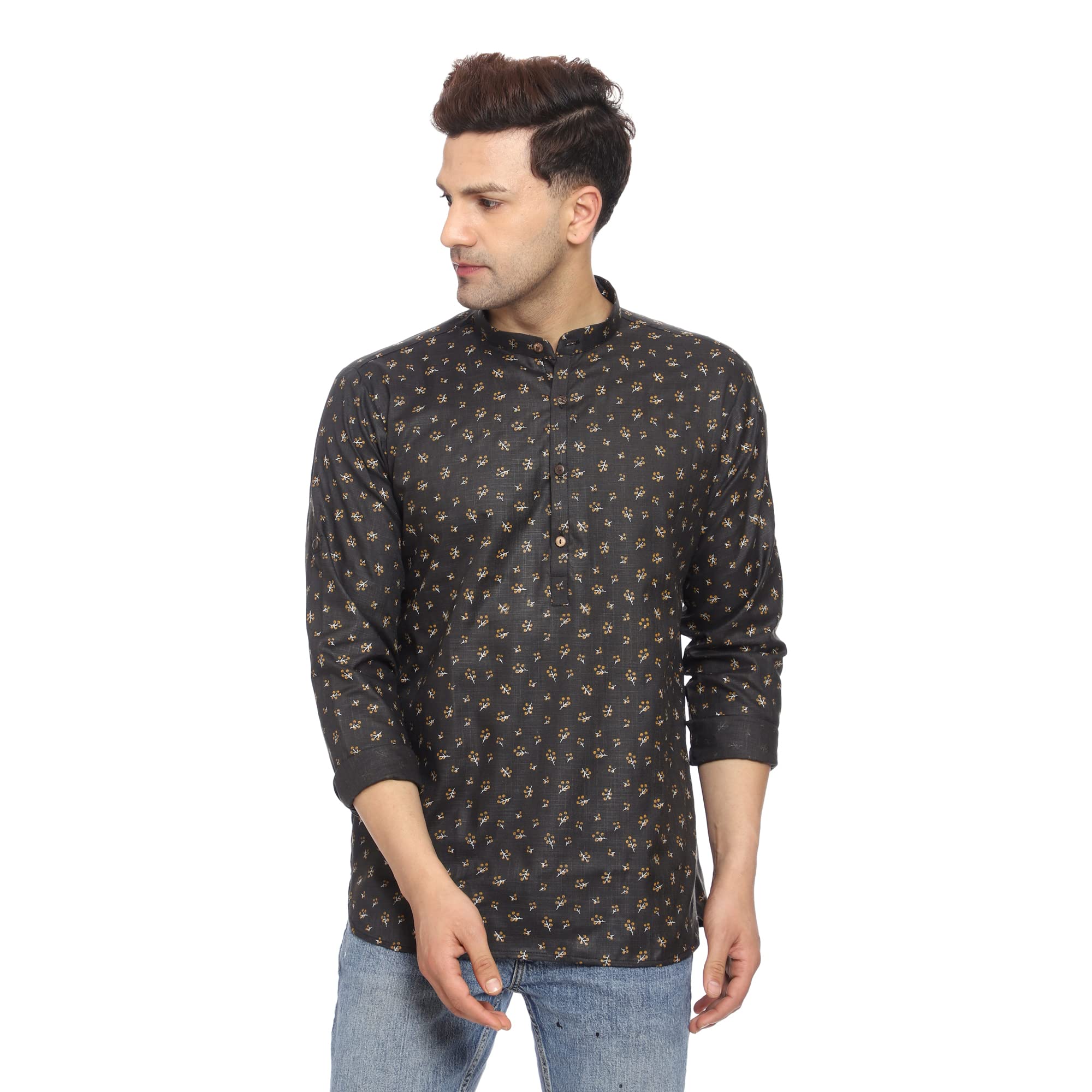 ITOS365 Men's Cotton Kurta Shirt - Traditional Indian Tunic with Button Down Design for Casual Wear & Party Outfits | Perfect Gift for Festivals, Weddings & Cultural Events