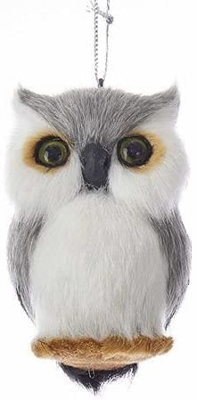 3 Pack Furry Gray Animal Ornaments - Cute Home Decor for Christmas Tree, Shelf Display & Gift Giving
