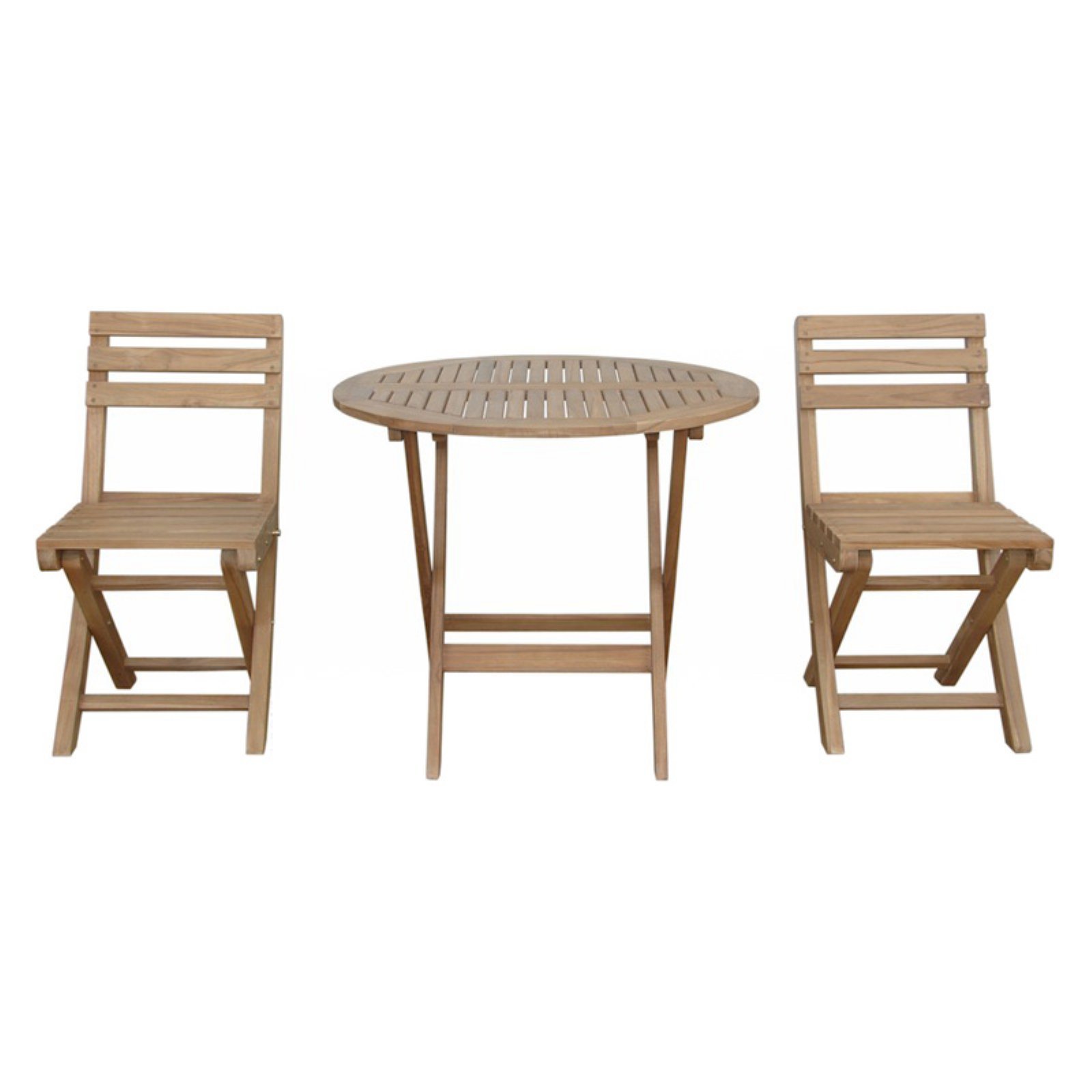 Premium Anderson Teak 3-Piece Folding Bistro Set - Outdoor Patio Dining Table & Chairs for Garden, Balcony & Backyard | Weather-Resistant Teak Wood Furniture