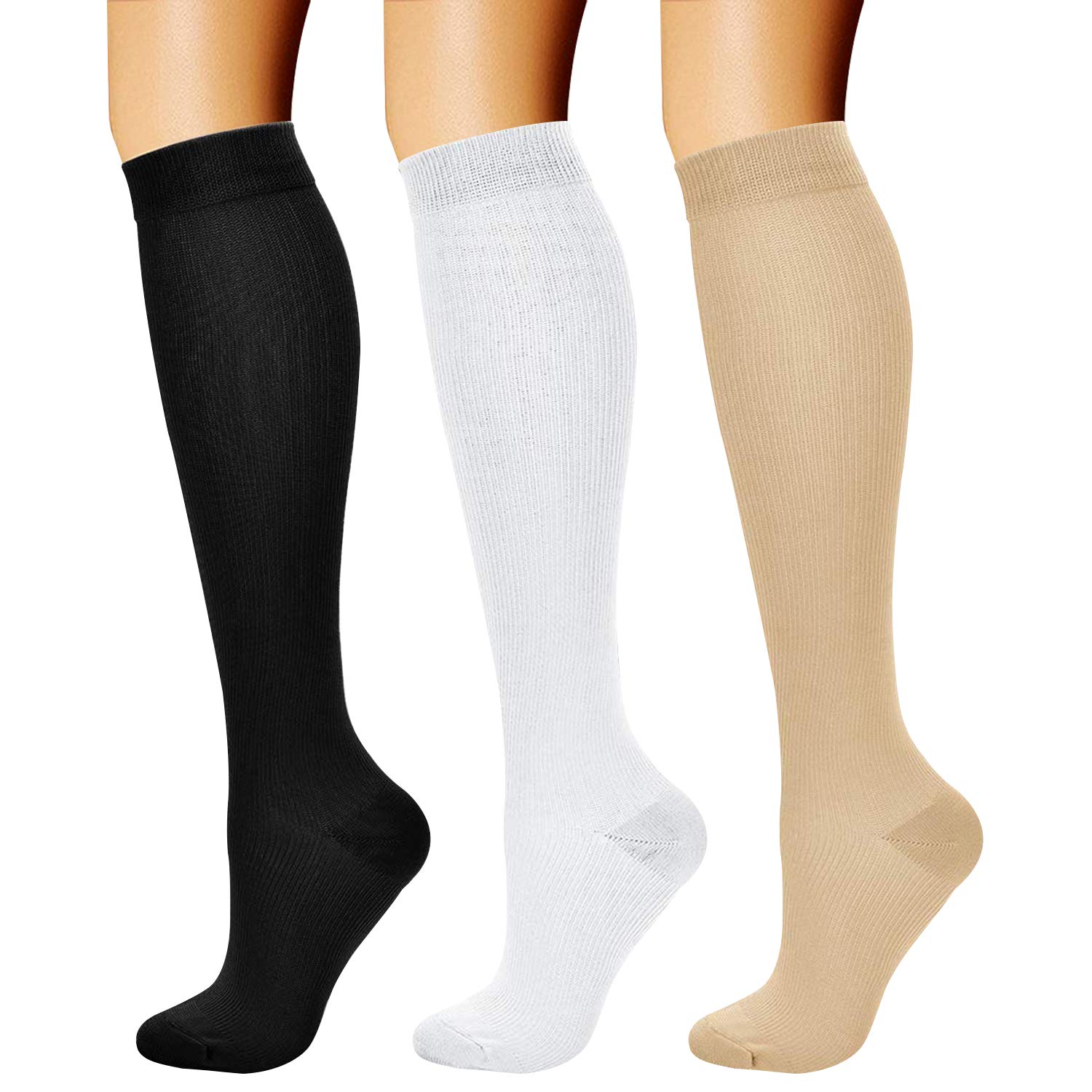 CHARMKING 15-20 mmHg Compression Socks for Women & Men - Best Support for Running, Cycling & Athletic Performance (3 Pairs) - Improve Blood Circulation & Reduce Swelling for Travel, Workouts & Long Hours Standing