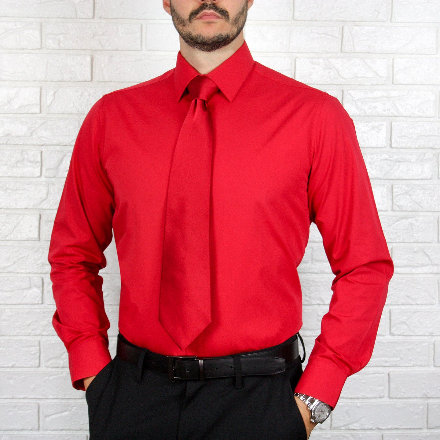 ARTURO Slim Fit Long Sleeve Red Dress Shirt for Men - Premium Cotton Formal Business Shirt - Perfect for Office, Interviews, Weddings & Special Occasions
