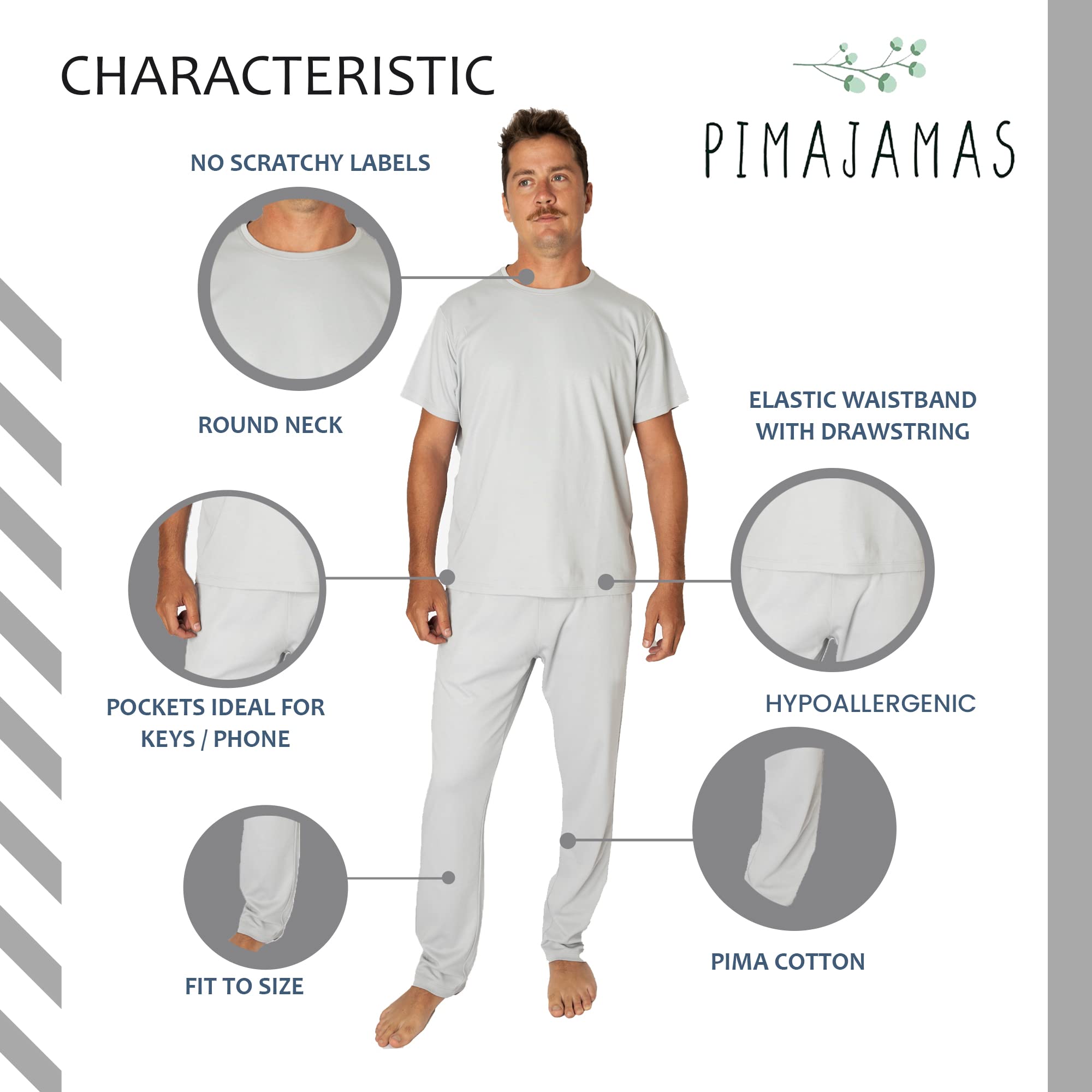 Premium Men's Pajama Set - 100% Peruvian Pima Cotton Sleepwear & Lounge Wear - Ultra Soft Breathable Men's Sleep Set for Relaxation & Comfort at Home