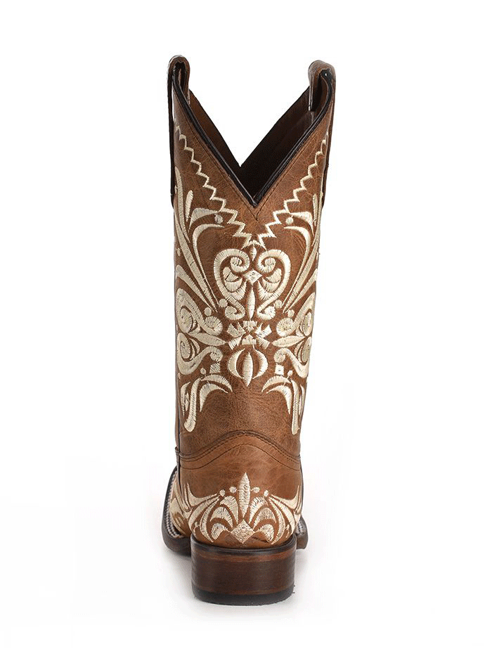 Circle G L5409 Women's Western Embroidery Square Toe Cowgirl Boots in Tan - Perfect for Rodeo, Country Dancing & Casual Wear