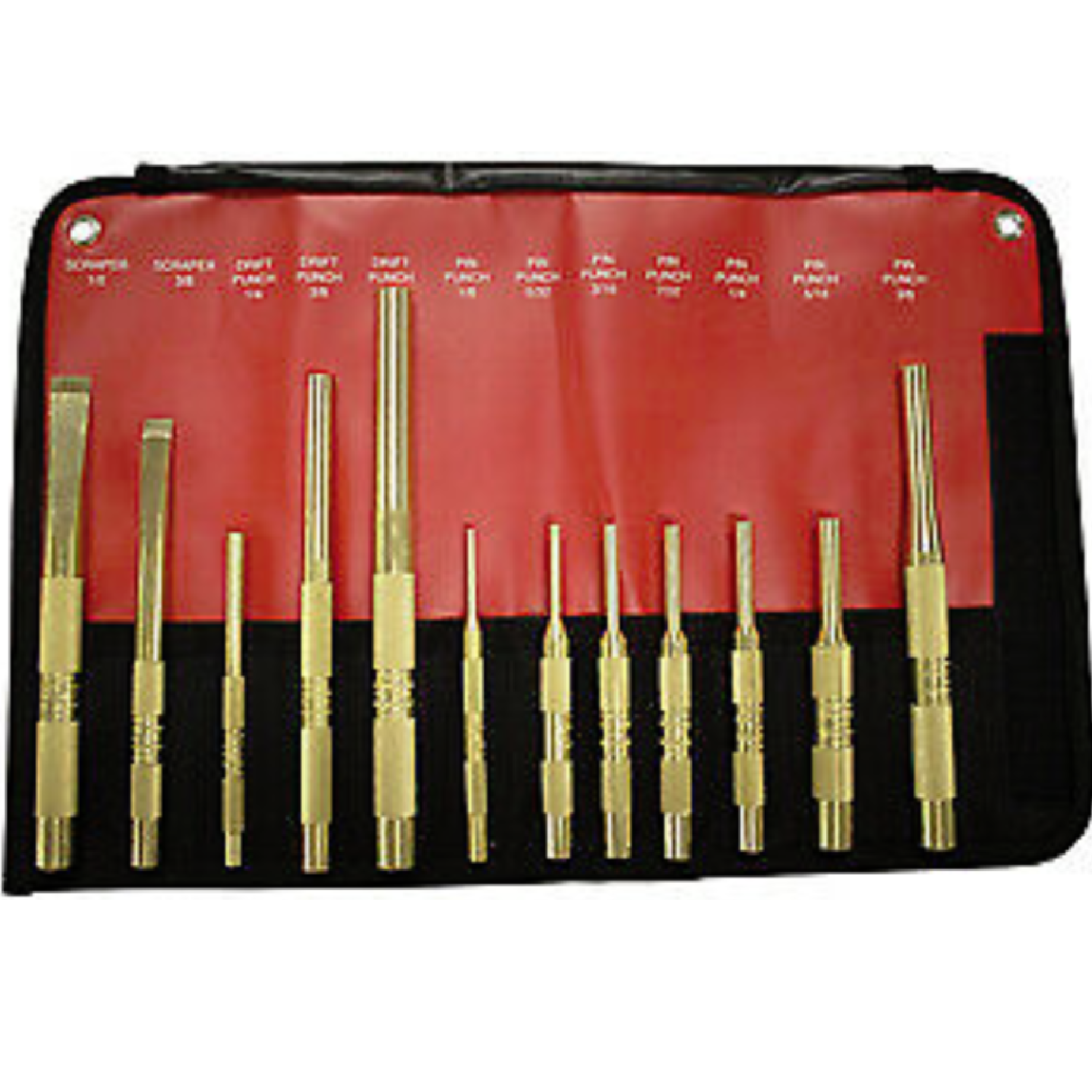 Mayhew Steel 67012 12-Piece Brass Punch and Scraper SAE Set - Durable Tool Kit for Automotive Repair, Metalworking & DIY Projects