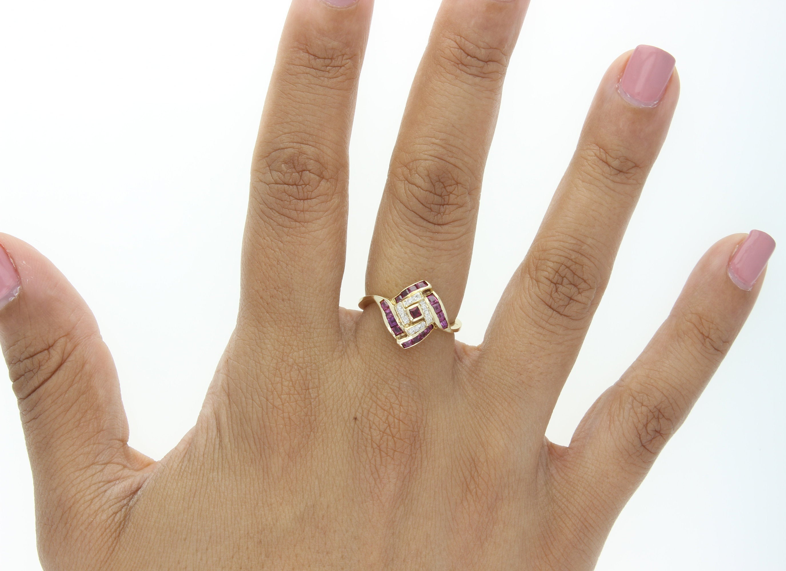 Exquisite 0.50ct Ruby & Diamond Cocktail Ring in 14K Yellow Gold - Perfect for Evening Parties, Weddings & Special Occasions