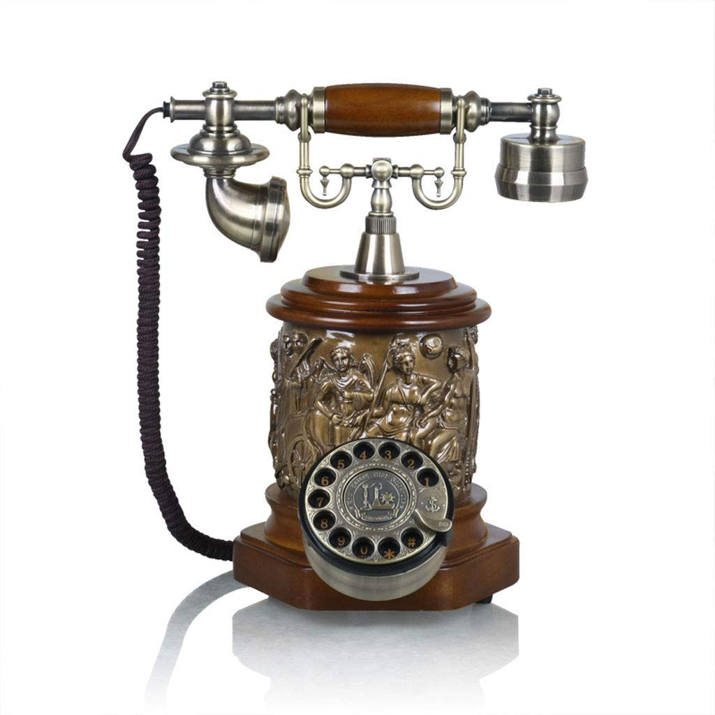 Vintage Rotary Dial Landline Telephone - Solid Wood Retro Phone for Home & Office - Perfect for Vintage Decor, Living Room, and Collectors