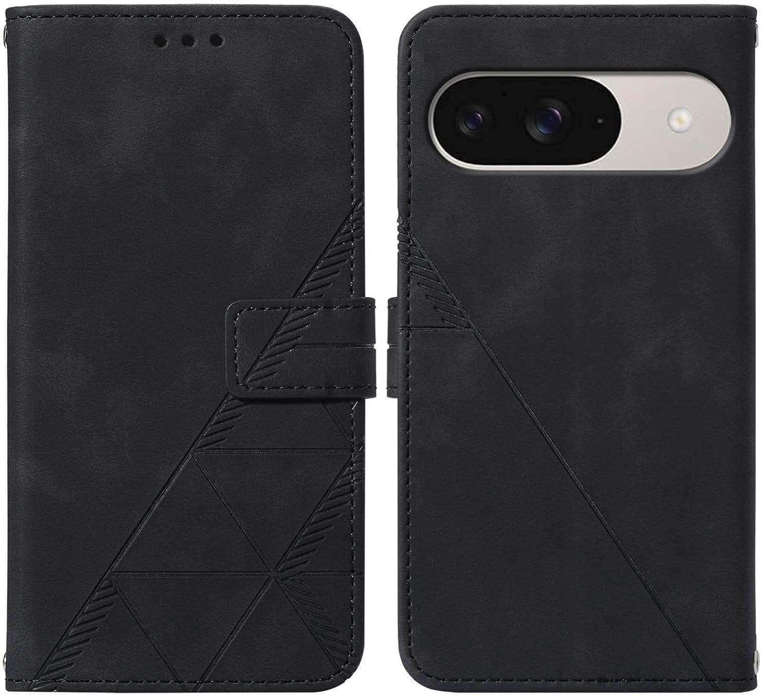 Google Pixel 9 Pro Leather Wallet Case - RFID Blocking Flip Folio Cover with Card Holder & Stand Function - Perfect for Business Travel & Daily Commute