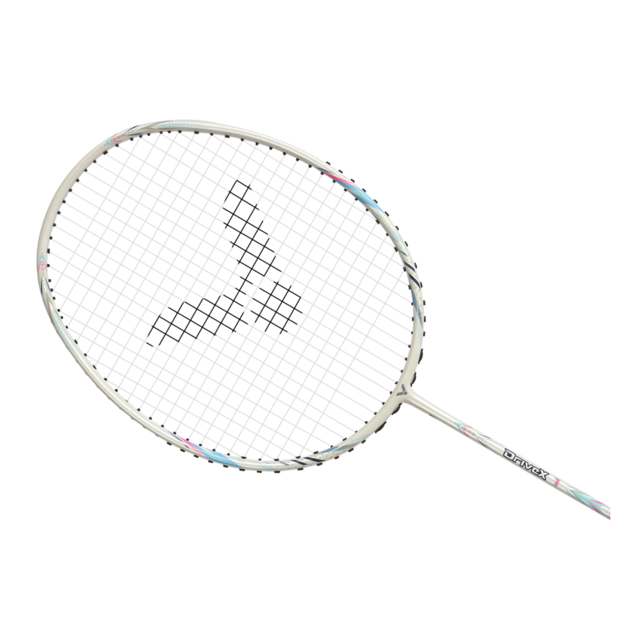 Victor DriveX 1A Prestrung Badminton Racket - Lightweight Carbon Fiber Badminton Racquet with Shock Absorbing Grip [Moonlight White] - Perfect for Beginners & Recreational Players - Indoor & Outdoor Court Play