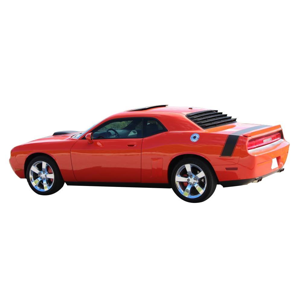 IKON MOTORSPORTS Rear Window Louver for 2008-2023 Dodge Challenger - Gloss Black Painted Cover | Car Accessories | Enhances Style & Sun Protection for Muscle Cars