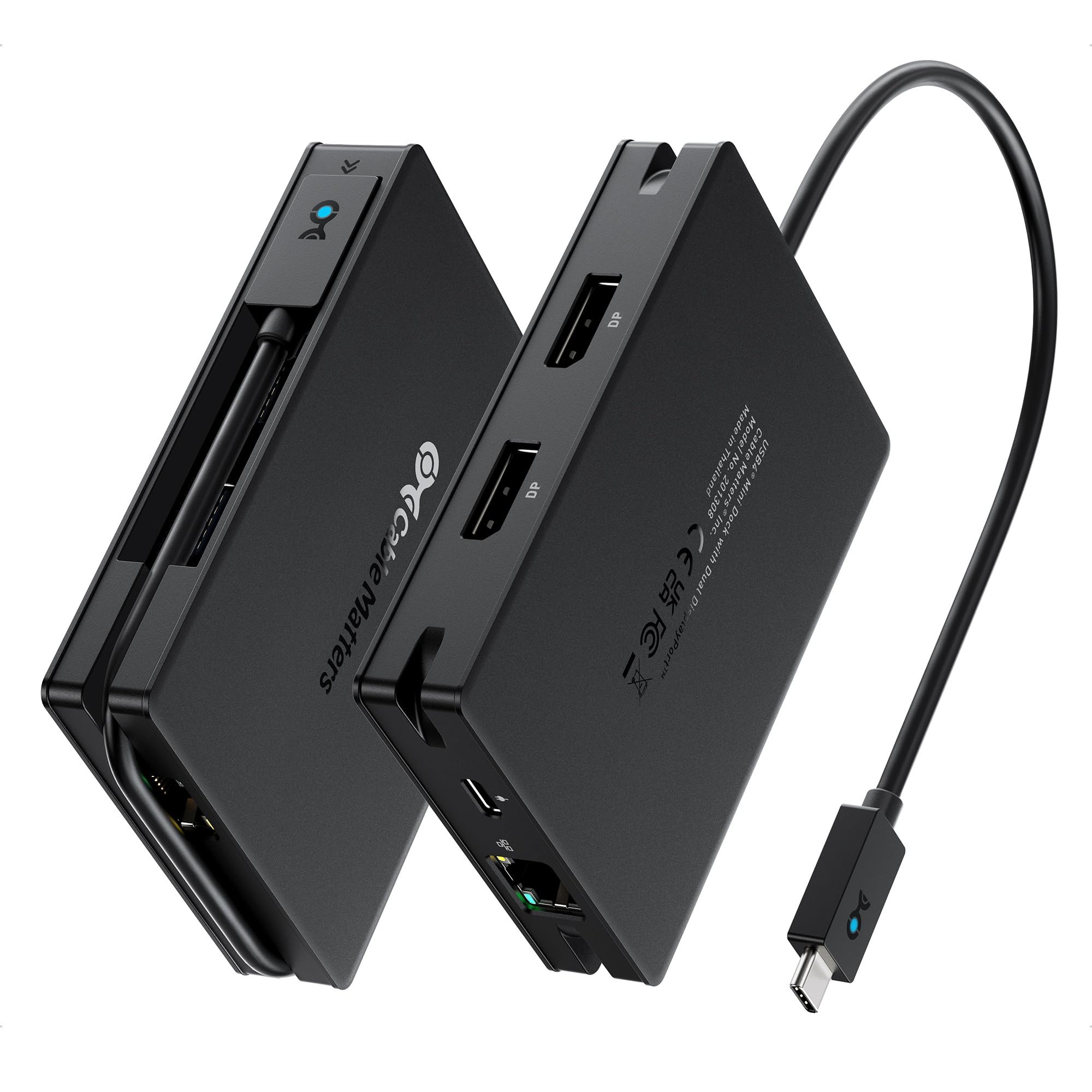 Cable Matters 8-in-1 USB4 Hub with 40Gbps Speed | Dual 4K@60Hz & Single 8K@60Hz DisplayPort | 100W PD Charging | Gigabit Ethernet | Thunderbolt 4 Compatible for XPS, Surface Pro, iPad Pro | Perfect for Home Office & Gaming Setup