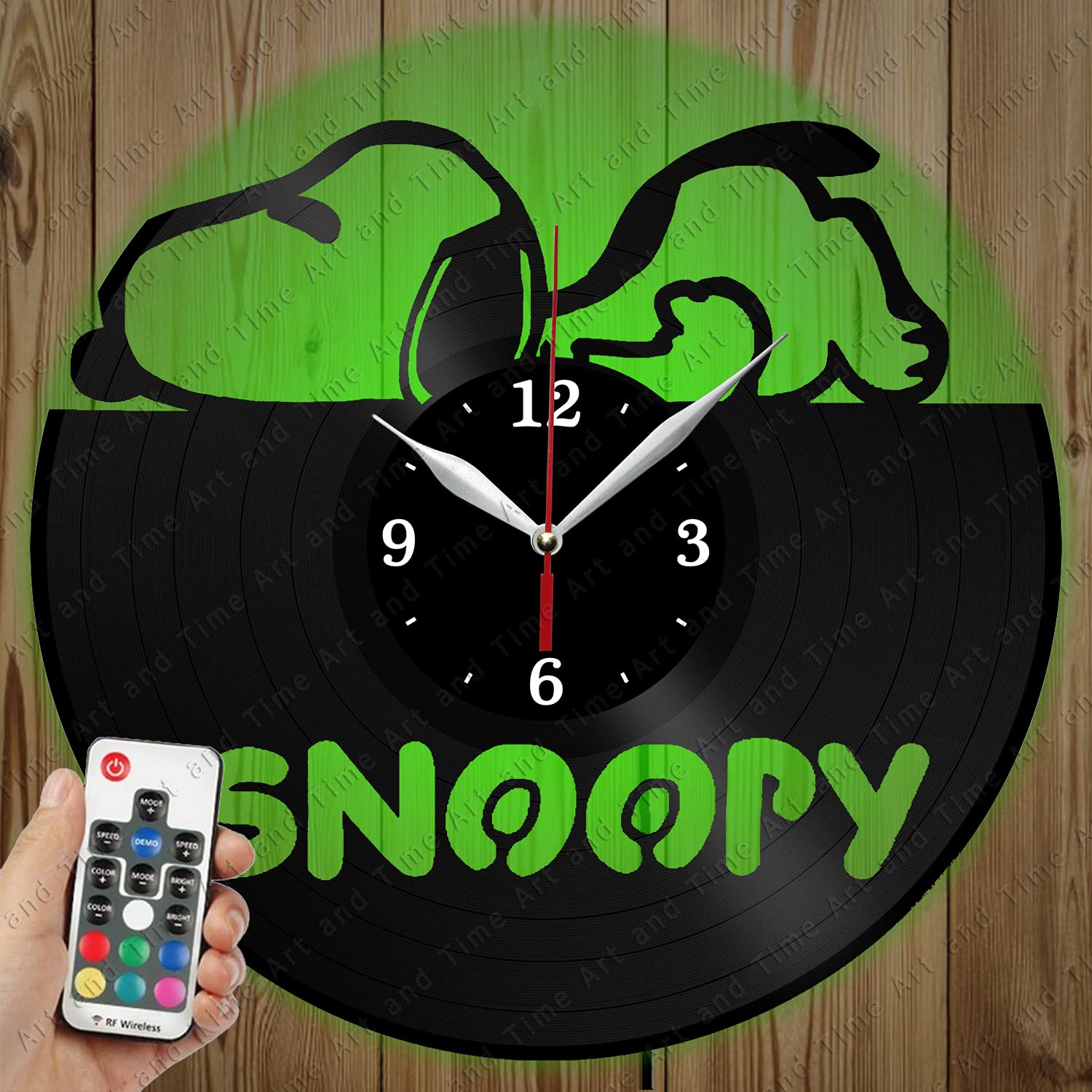 Custom Snoopy LED Vinyl Record Wall Clock - Personalized Light-Up Home Decor Gift - Unique Art Design for Bedroom, Living Room & Office