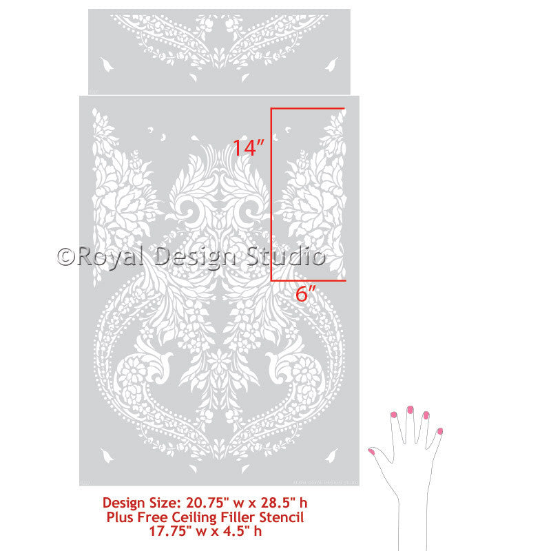 Majestic Medina Damask Wall Stencil - Reusable DIY Painting Template for Home Decor, Bedroom, Living Room, Accent Walls - Perfect for Wall Art, Murals, and Interior Design Projects