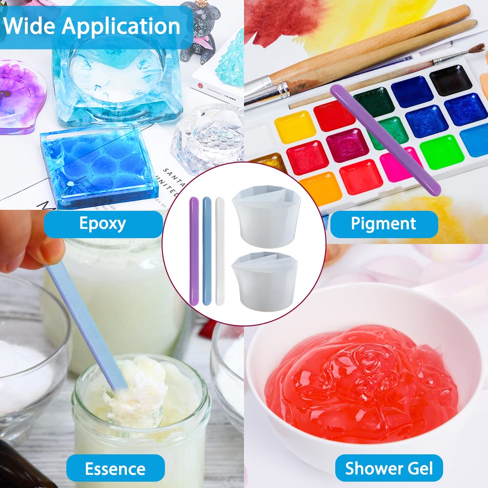 AFUNTA 3/5 Cavity Reusable Silicone Split Cups for Acrylic Paint Pouring Art - Includes 3 Silicone Stir Sticks - Perfect for Fluid Art, DIY Canvas Painting & Resin Crafts