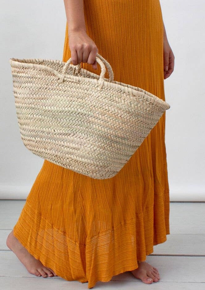 Small Market Basket - Lightweight & Durable Grocery Shopping Basket for Farmers Market, Picnics, and Home Storage | Eco-Friendly & Foldable Design