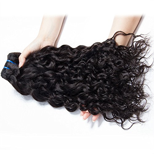 Premium 7A Grade Virgin Brazilian Human Hair Weft - 100g/Bundle Unprocessed Natural Black Water Wave Hair Extensions (16 Inch) for Women | Perfect for Daily Styling, Special Occasions & Salon Use