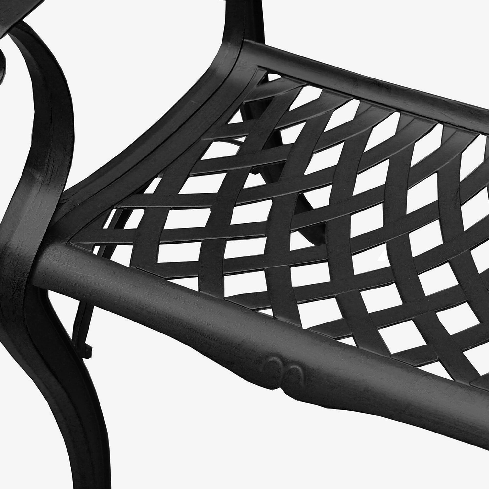 Oakland Living Modern Ornate Outdoor Mesh Aluminum 42-inch Black Round Patio Dining Set with 4 Chairs - Perfect for Backyard BBQs, Garden Parties & Poolside Entertaining