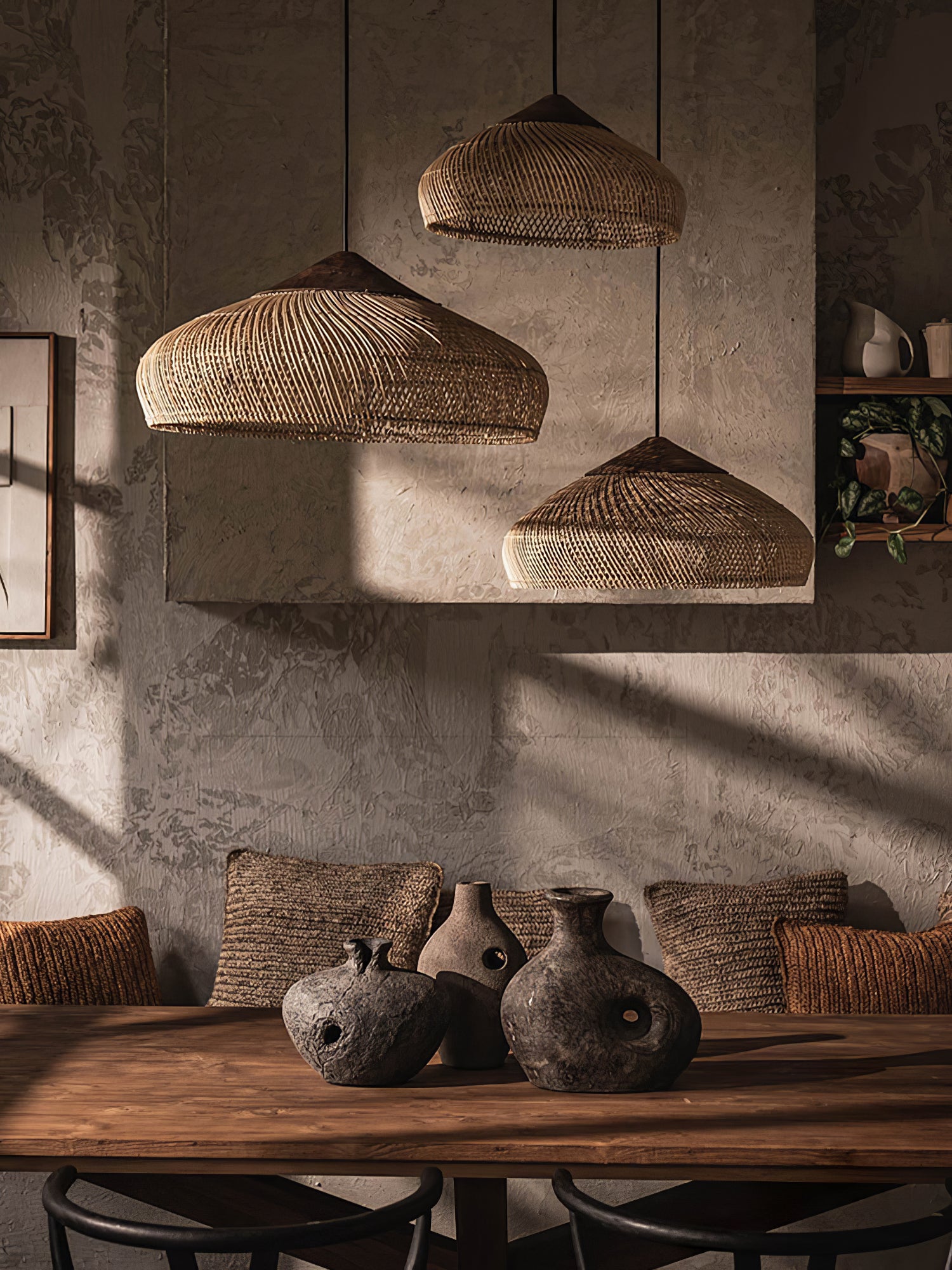 Handwoven Rattan Pendant Light - Natural Boho Ceiling Lamp for Living Room, Bedroom, or Porch Decor