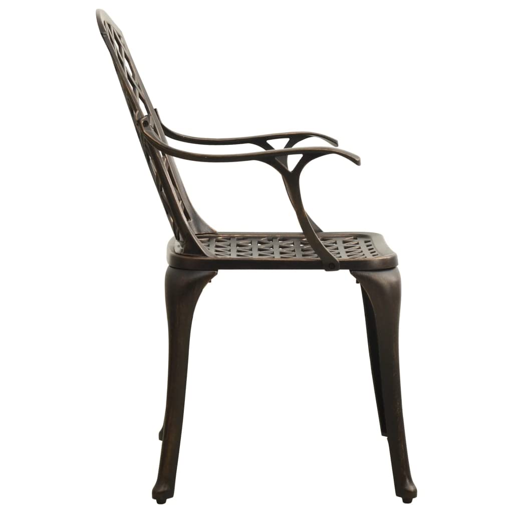 2-Piece Cast Aluminum Patio Chairs Set - Bronze Outdoor Furniture for Garden, Deck, Balcony & Poolside - Weather-Resistant Seating for Relaxing & Entertaining