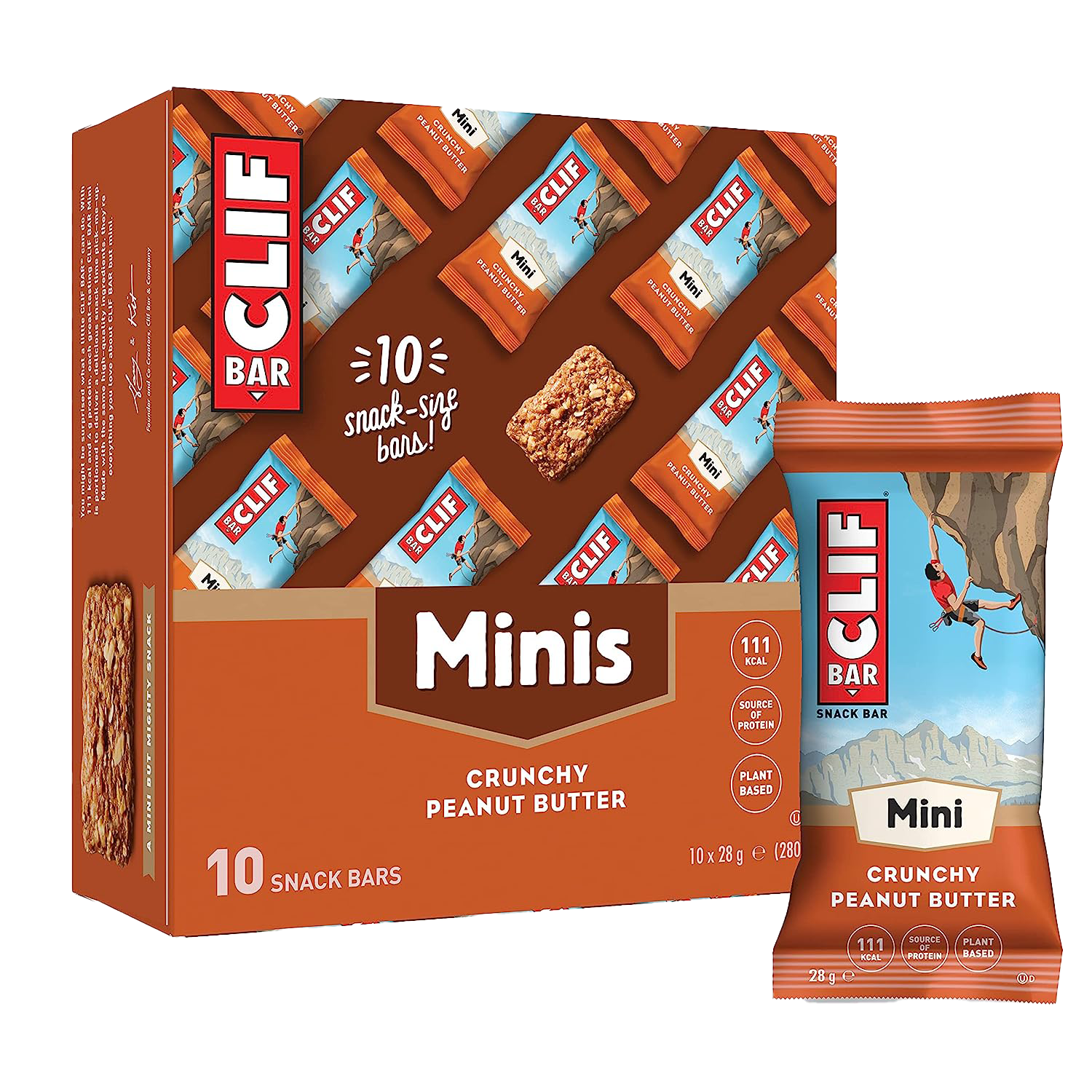 Clif Bar Crunchy Peanut Butter Minis - 10 Pack of Protein Snack Bars for Hiking, Camping & On-the-Go Energy Boost