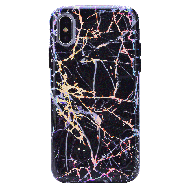 Holo Black Marble iPhone Case - Premium Protective Cover with Glitter & Shimmer | Trendy Phone Case for iPhone 13/14/15 Pro Max | Perfect for Everyday Use, Parties & Gifting