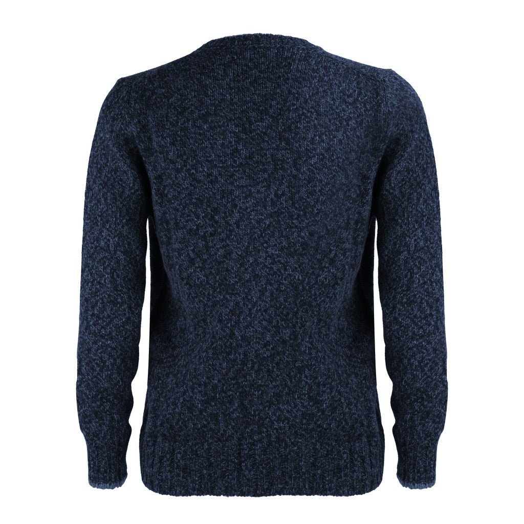 GRAN SASSO Men's Crew Neck Sweater - Navy & Beige Striped Casual Knit Pullover for Fall & Winter | Cozy Office Wear & Weekend Outfits