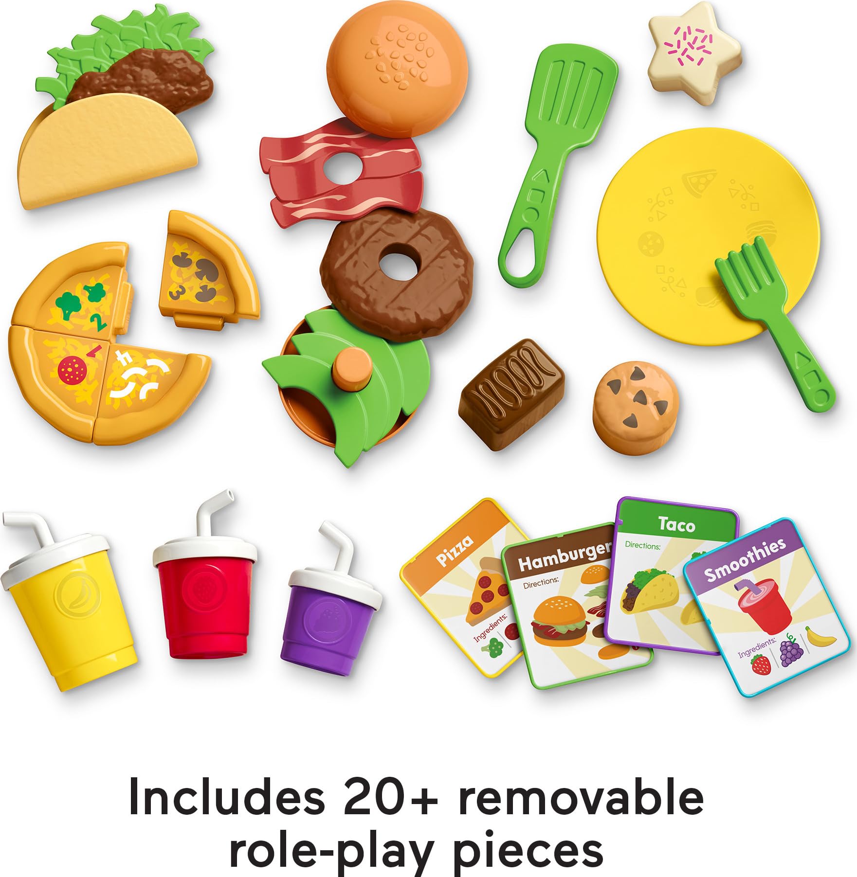 Fisher-Price Laugh & Learn Servin' Up Fun Food Truck - Electronic Learning Toy Playset with 24 Accessories for Toddlers 18+ Months - Pretend Play, Fine Motor Skills Development, Early Learning Gift for Kids (Indoor Play, Birthday Present, Preschool Education)