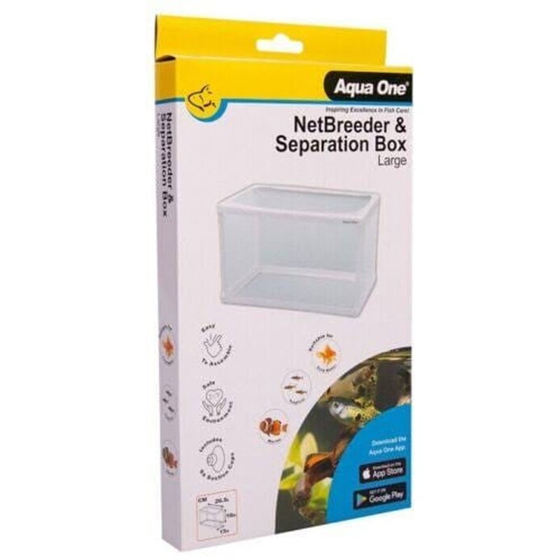 Aqua One Large Net Breeder & Separation Box for Aquariums - 27 x 16 x 15cm Fish Tank Breeding Box - Perfect for Guppy, Betta, Shrimp Breeding and Fry Separation