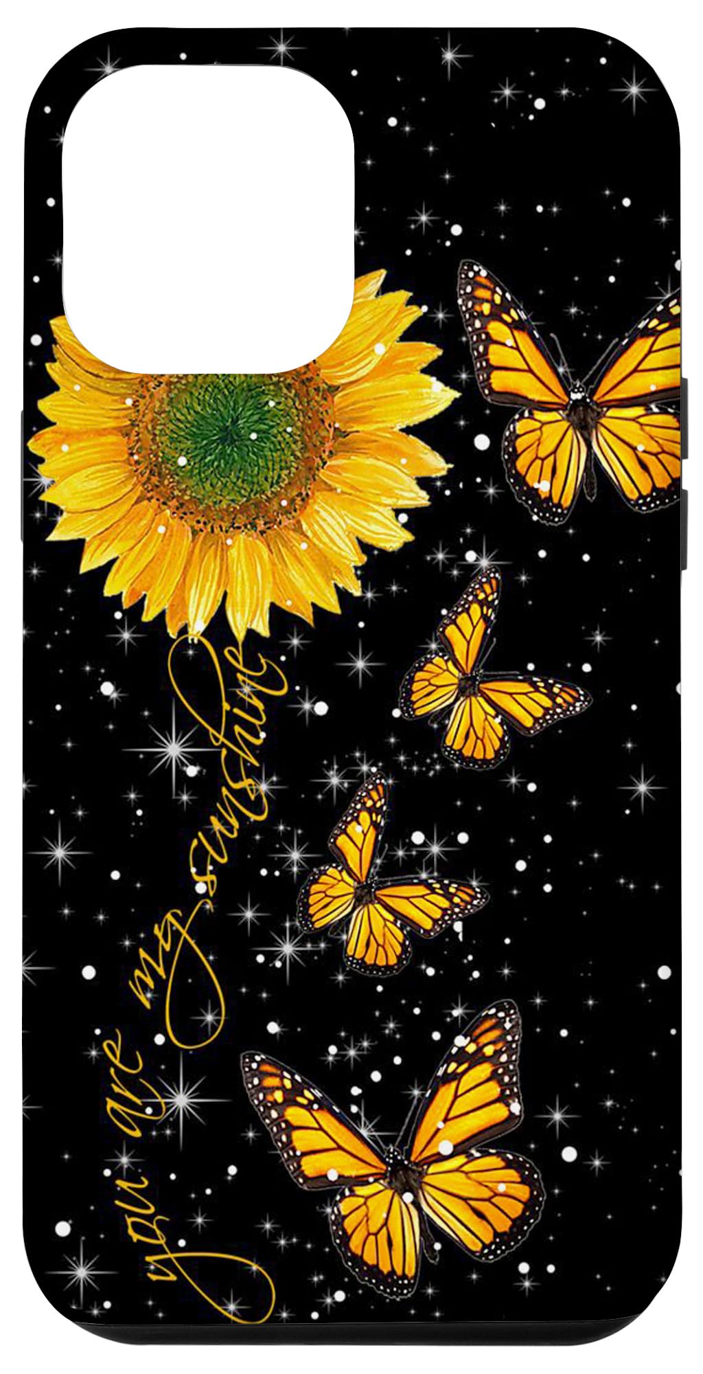 iPhone 12 Pro Max Case - Vintage Sunflower & Monarch Butterfly Design - Shockproof Protective Cover - Perfect for Daily Use, Travel & Outdoor Activities