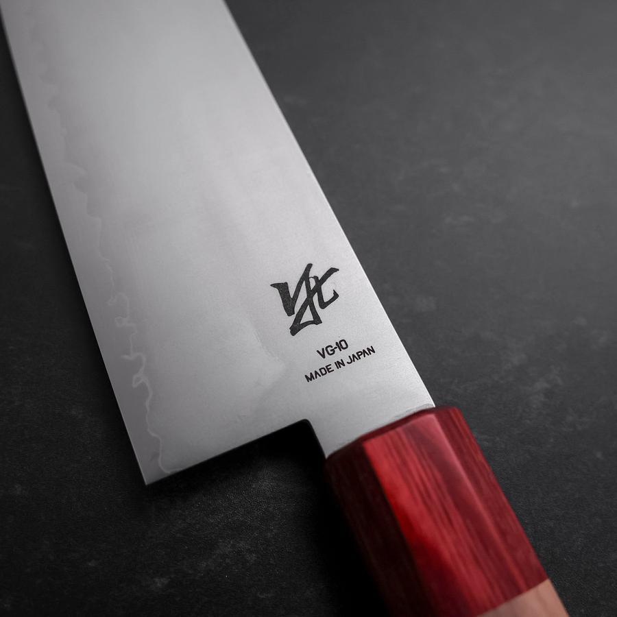 Premium Santoku Knife 180mm - VG-10 Stainless Steel Blade with Polished Red Walnut Handle - Perfect for Slicing, Dicing & Chopping Vegetables, Meat & Fish - Ideal for Home Chefs & Professional Kitchens