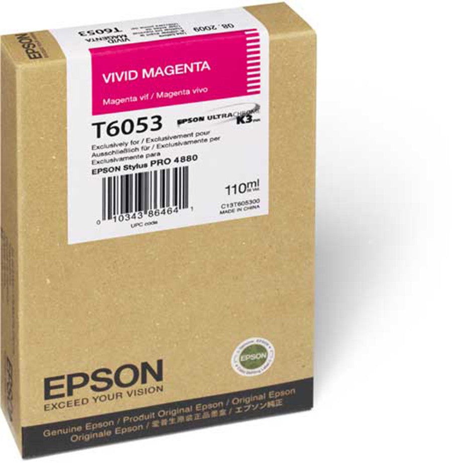 Epson T605300 4880 Ultrachrome Vivid Magenta Ink Cartridge - 110ml High-Quality Printer Ink for Professional Photo Printing & Graphic Design