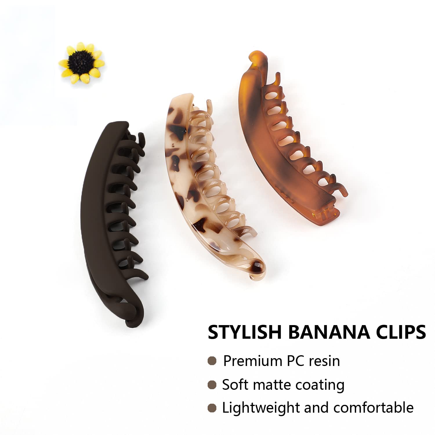 6 Pcs Large Banana Hair Clips 5.3 Inch - Strong Hold Hair Accessories for Women & Girls with Thick or Fine Hair - Perfect for Ponytails, Buns & Everyday Hairstyles
