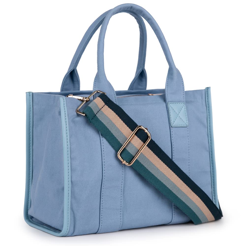 Stylish Canvas Tote Bag for Women - Durable Crossbody & Top Handle Handbag - Perfect for Work, Travel & Shopping (Black/Beige)
