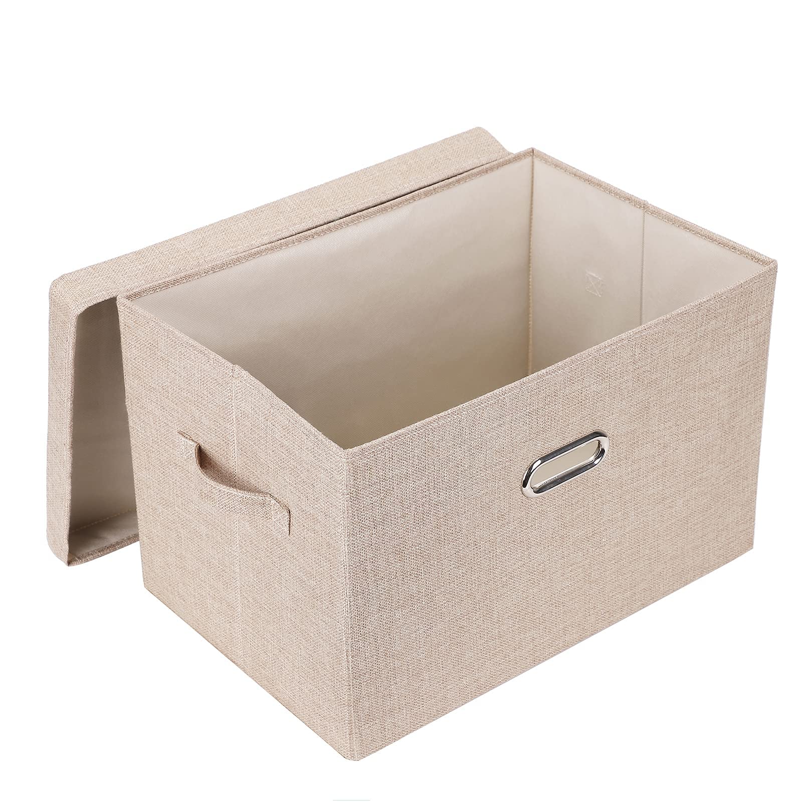 Foldable Linen Storage Bins with Lids & Handles - Home, Bedroom, Office Organizer