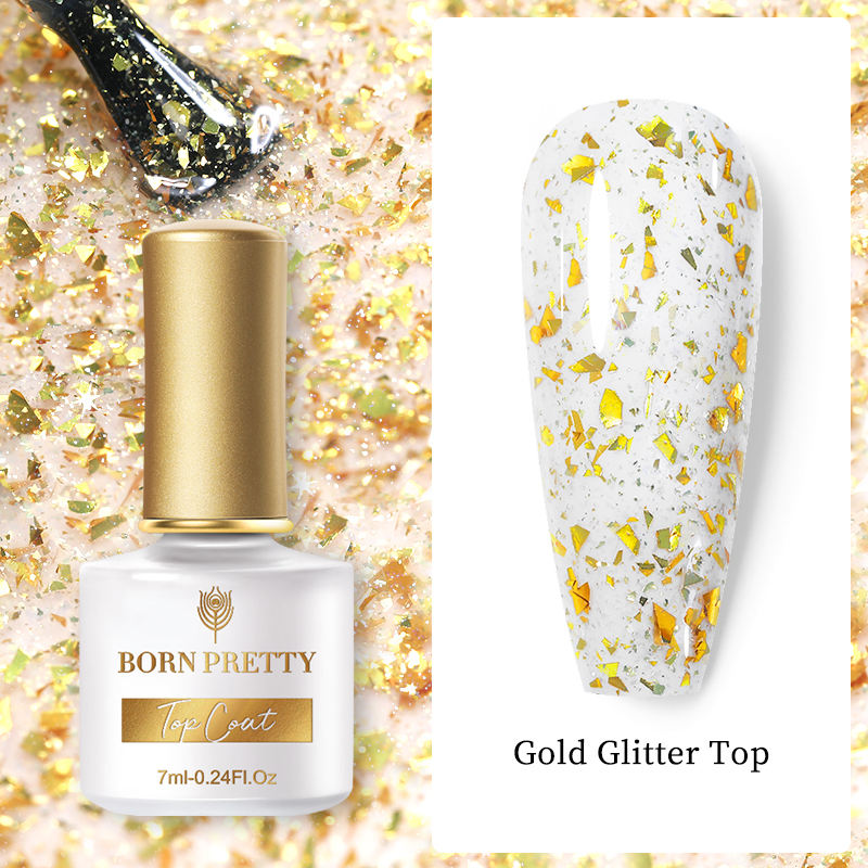 Born Pretty Glitter Top Coat Gel - Long-Lasting Shine for Nail Art, DIY Manicures & Salon-Quality Nails at Home
