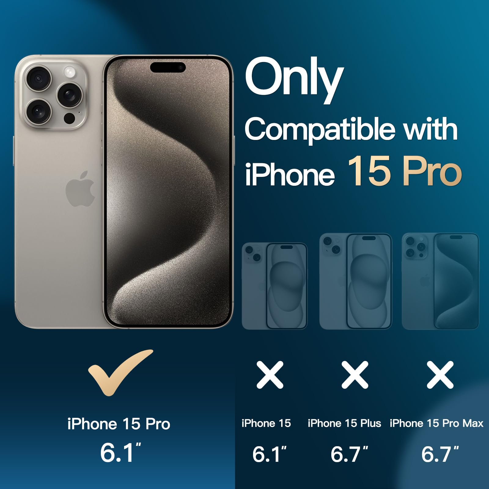 JETech 3 in 1 Magnetic Case for iPhone 15 Pro 6.1-Inch | 2 Pack Tempered Glass Screen Protectors | MagSafe Compatible | Shockproof Bumper Phone Cover (Natural Titanium) | Perfect for Daily Use, Travel & Outdoor Activities