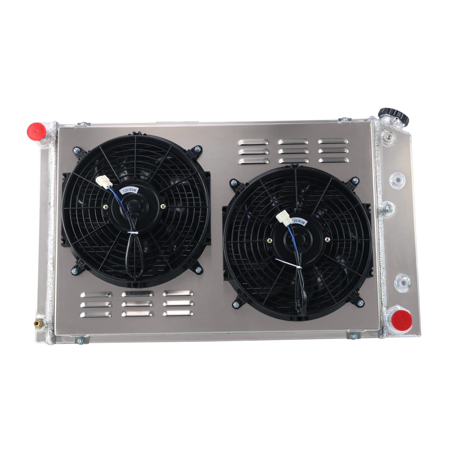 High-Performance 3 Row Aluminum Radiator with Fan Shroud & Relay Kit - Compatible with 1973-1980 Chevy/GMC C/K 10 20 30 Pickup Suburban, 1970-1981 Camaro, 1978-1987 Monte Carlo, 1978-1988 Cutlass Supreme & More - Perfect for Engine Cooling & Restoration Projects