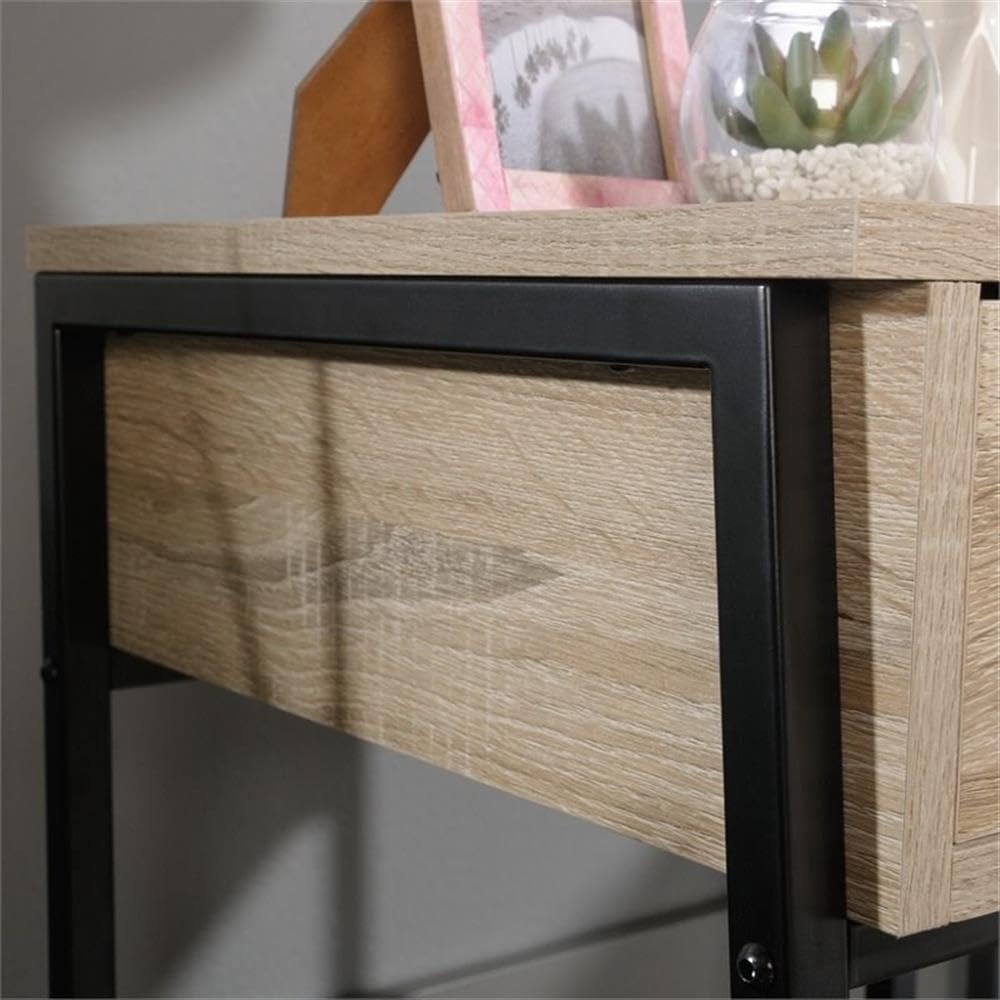 Pemberly Row Mid-Century Modern 1-Drawer Wooden Nightstand in Charter Oak - Solid Wood Bedside Table for Bedroom, Living Room & Guest Room