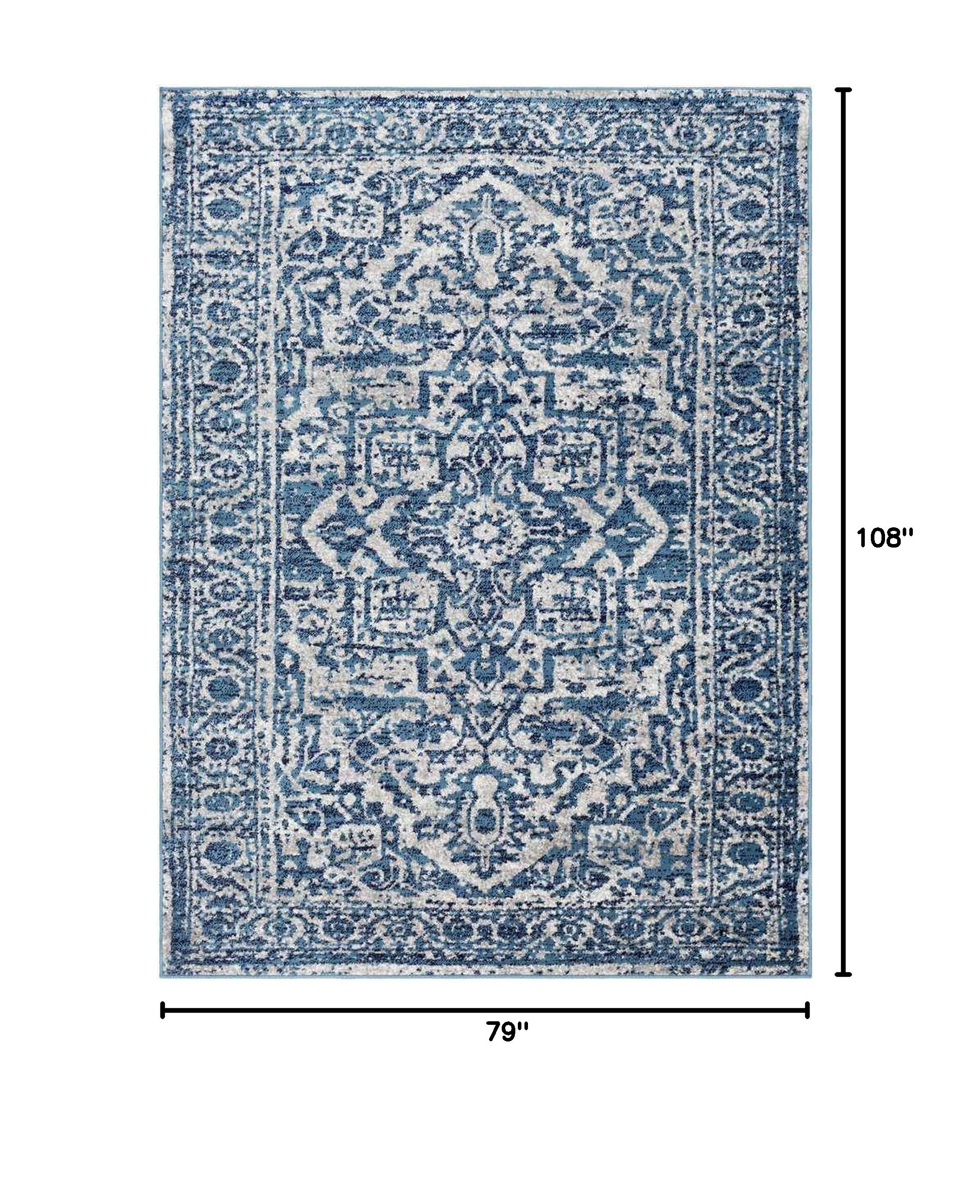 Mark&Day Emma Traditional Sky Blue Area Rug 6x9 Feet - Soft Blue White Carpet for Living Room, Bedroom, Kitchen - Perfect for Home Decor & Cozy Spaces (6'7