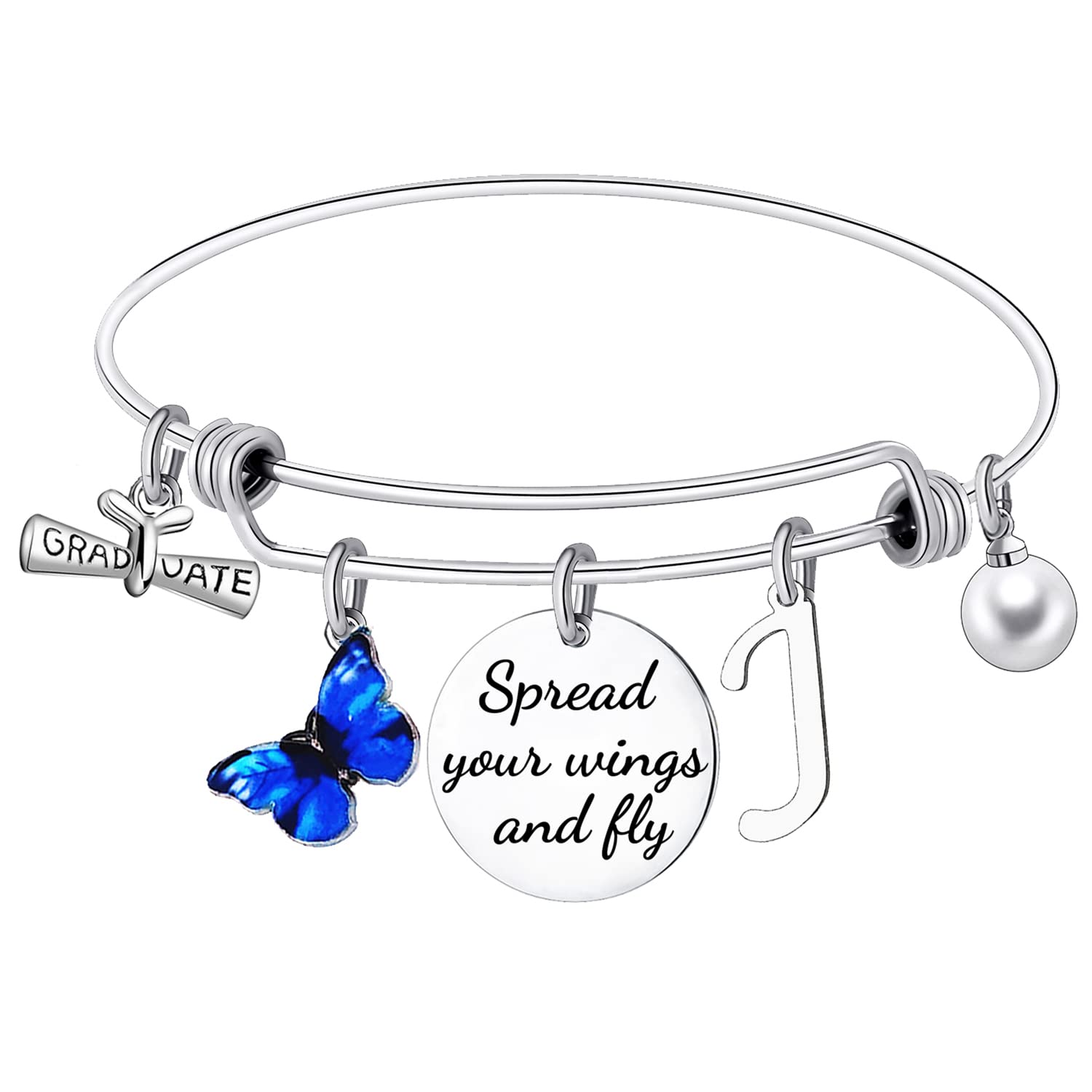 2022 Graduation Gifts for Women - Personalized Butterfly Charm Bracelet with Initials | High School & College Graduation Jewelry | Thoughtful Present for Friends | Perfect for Graduation Ceremonies, Parties & Celebrations