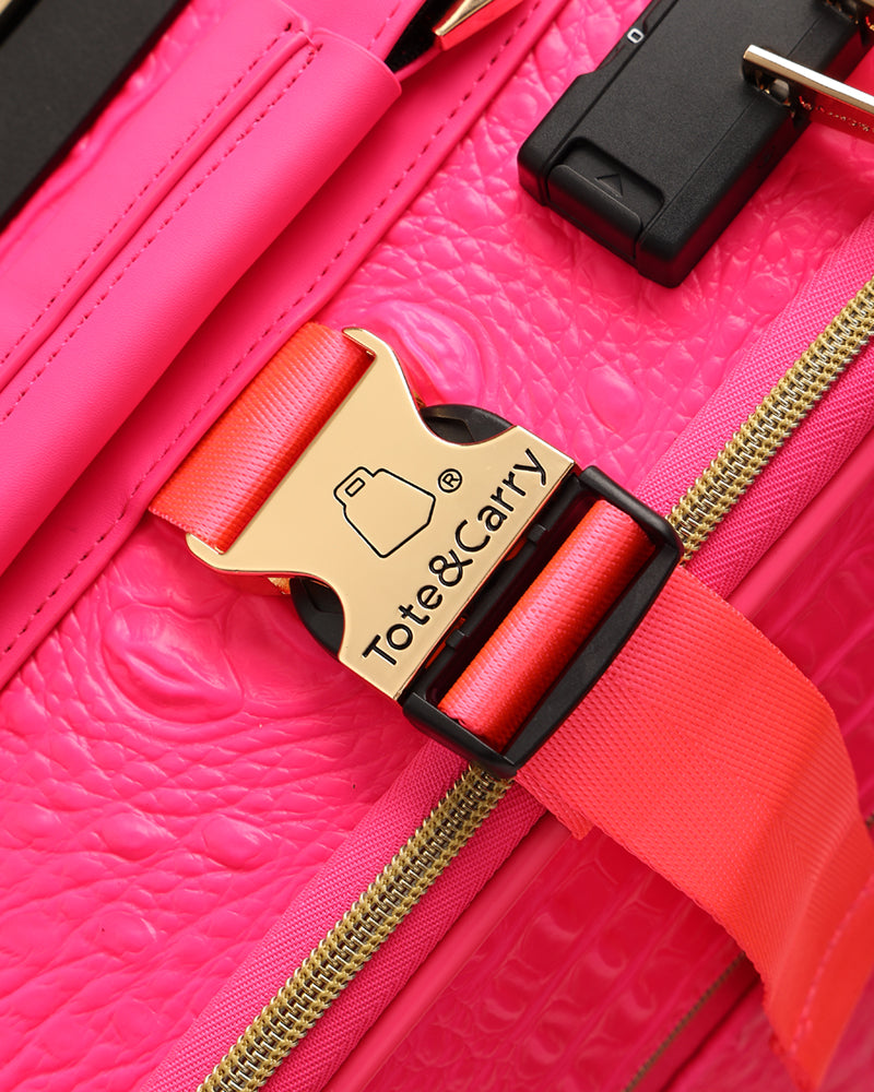 Apollo 2-Piece Suitcase Set in Vibrant Neon Pink - Perfect for Travel, Vacations & Business Trips