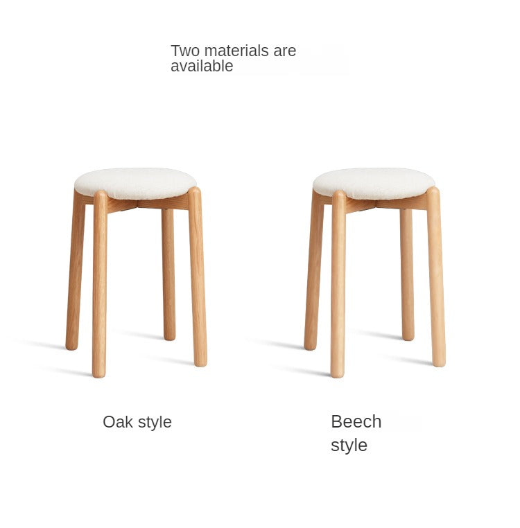 Solid Oak Wood Makeup Stool - Durable & Stylish Vanity Seat for Bedroom, Bathroom, or Dressing Room