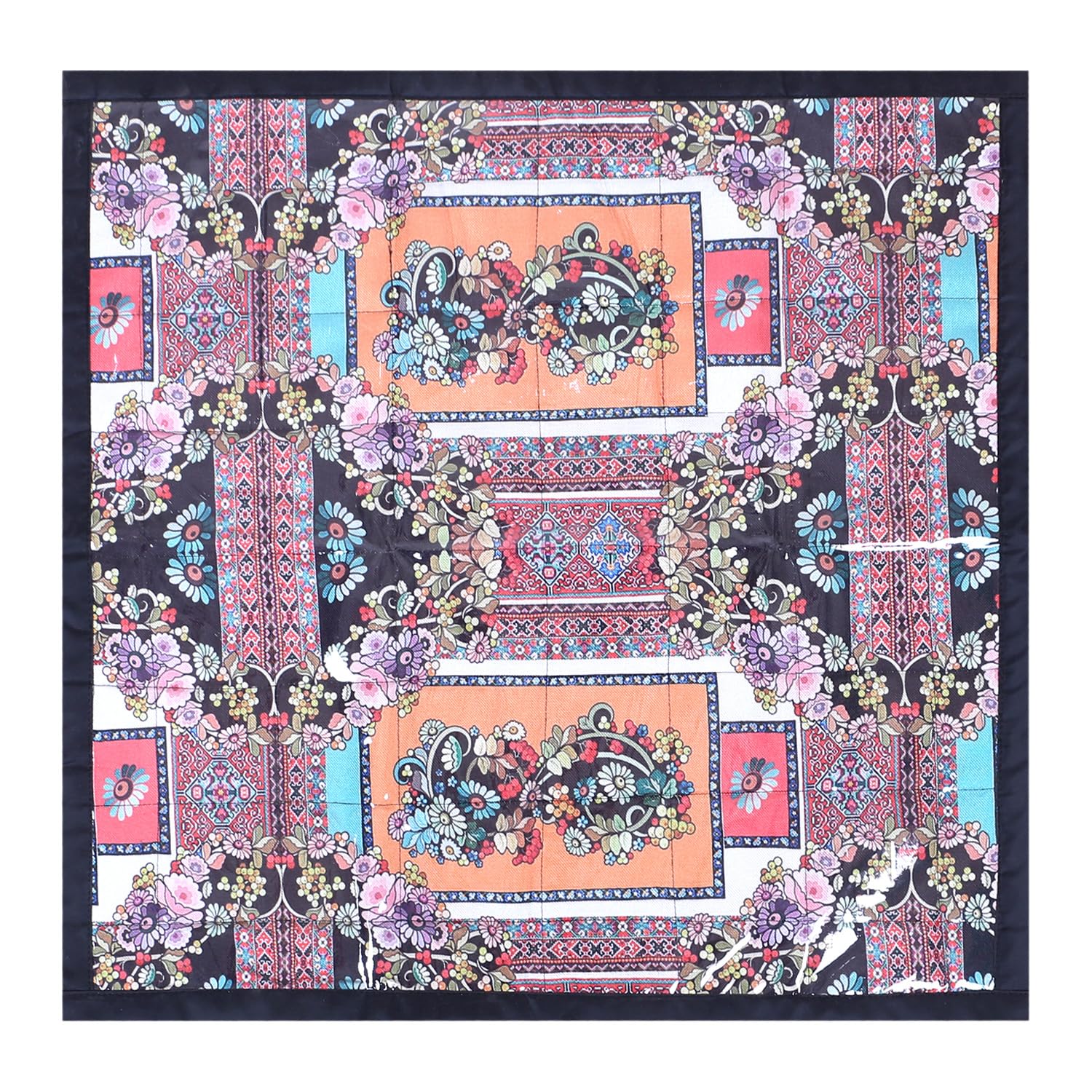 Kuber Industries Waterproof Food Mat with Digital Flower Print - 27 Inch Laminated Bed Protector for Home, Dining Table, and Picnic - Black | Durable and Easy to Clean for Everyday Use