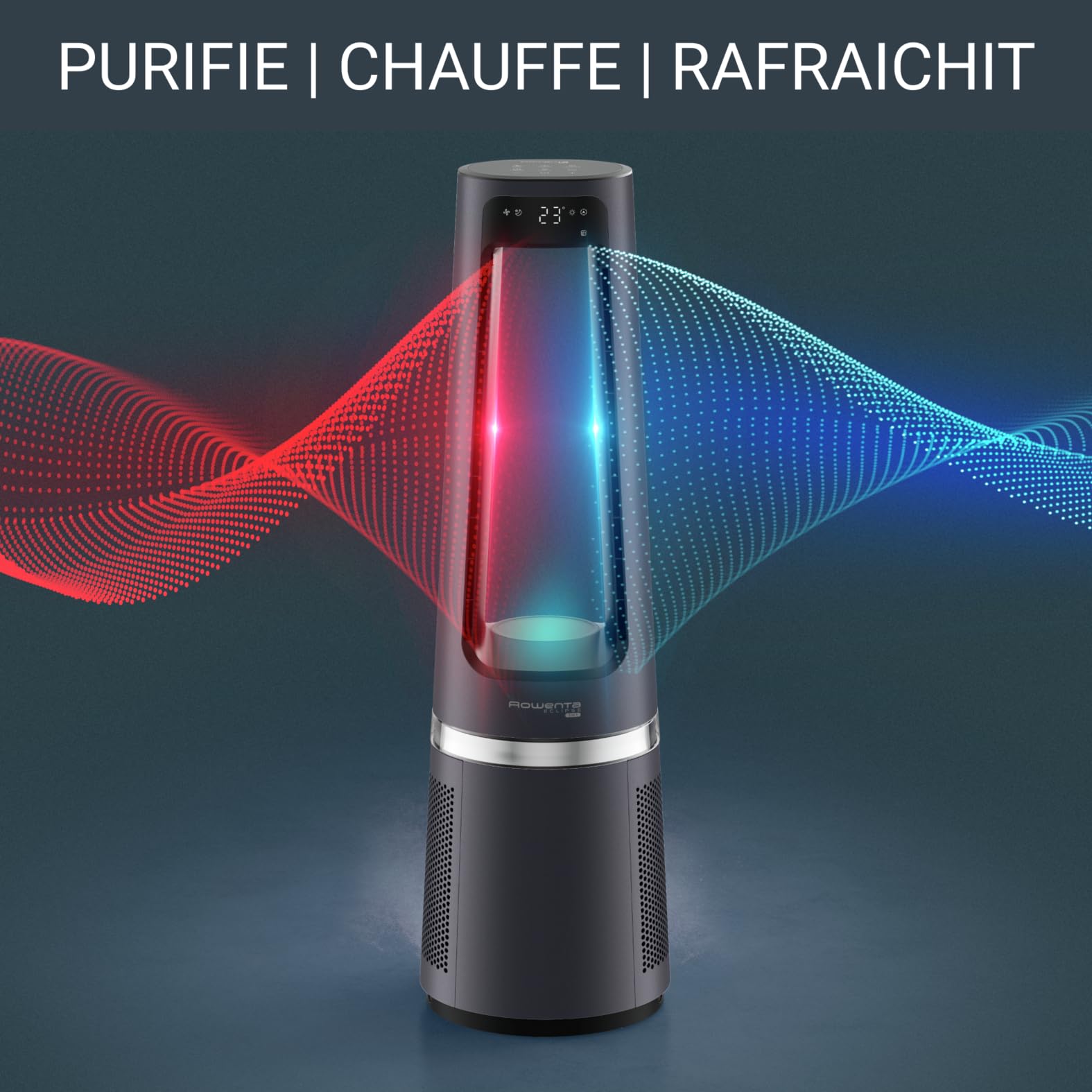 Rowenta Eclipse 3-in-1 Air Purifier, Heater & Fan - Powerful 12-Speed Quiet Operation with Multi-Oscillation, Timer & Delay Start (Model QU5062F0) - Perfect for Bedroom, Office & Home Air Purification & Climate Control