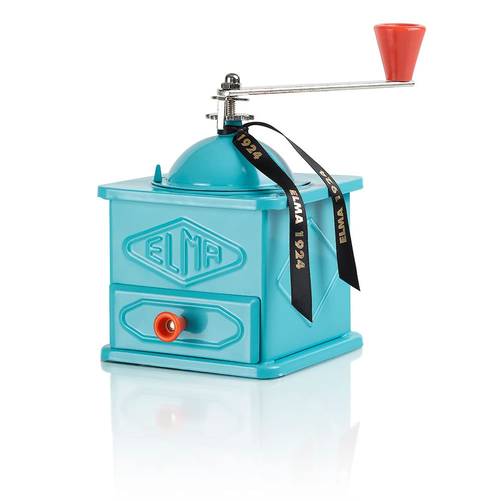 Vintage Style Manual Coffee Grinder - Decorative Blue Metal Coffee Mill for Kitchen & Home Decor - 10.5 x 10.5 x 15.5 cm (4.1 x 4.1 x 6.1 inches) - Perfect for Farmhouse, Rustic, or Retro Kitchen Decor